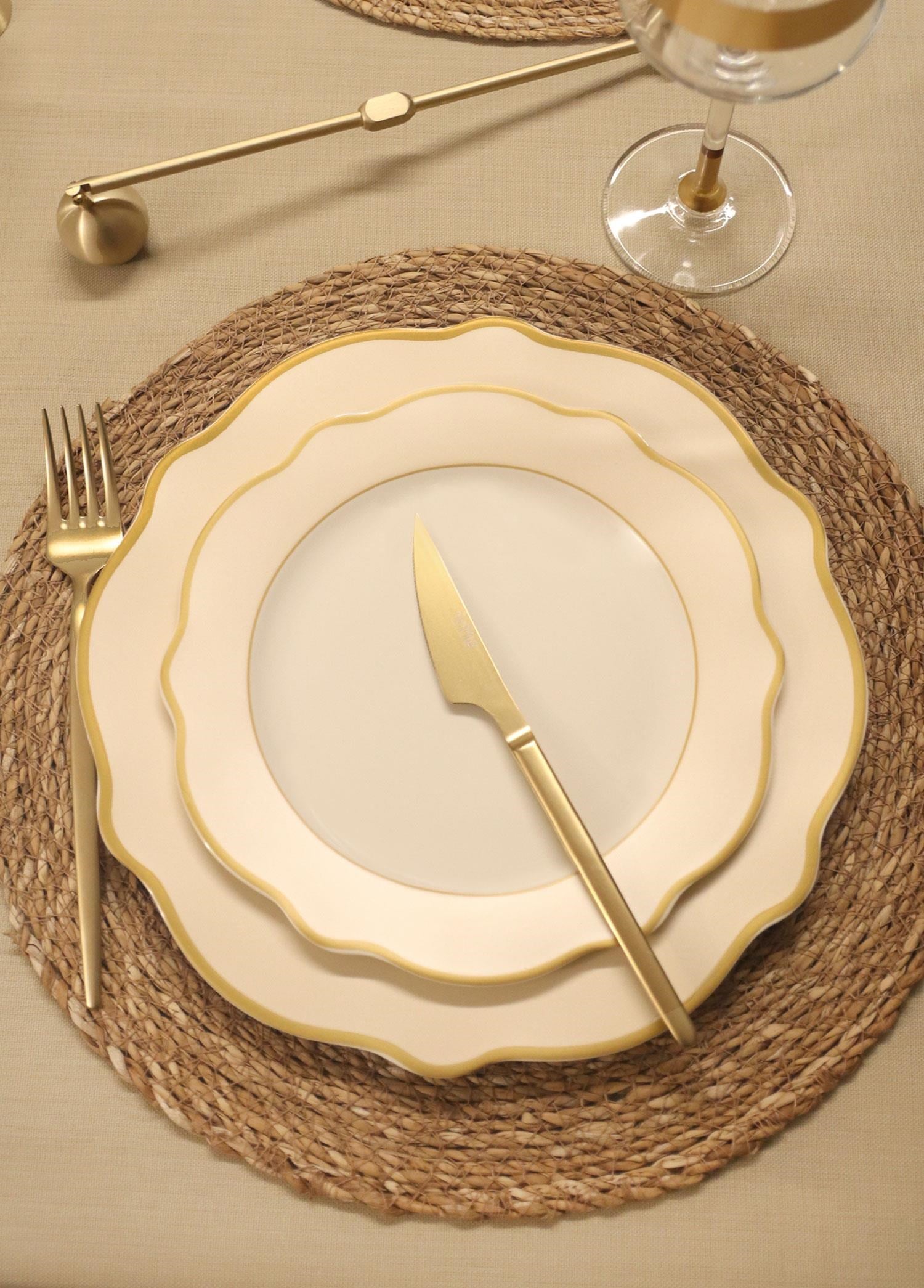 The Mia Jaswely Pasta Tabağı 6 Parça Krem 21 Cm