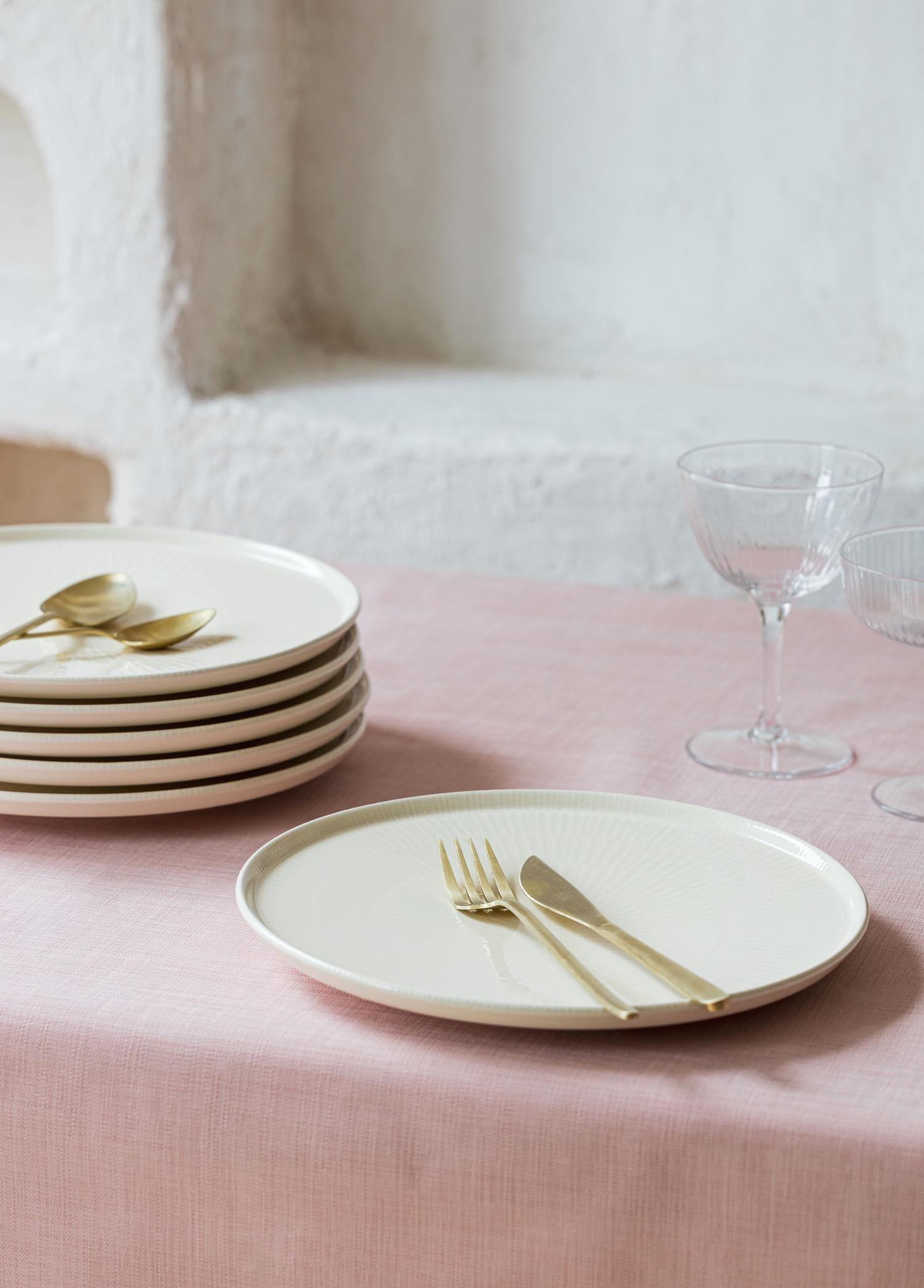 The Mia Noon Pasta Tabağı 6lı Set Krem 19 cm 