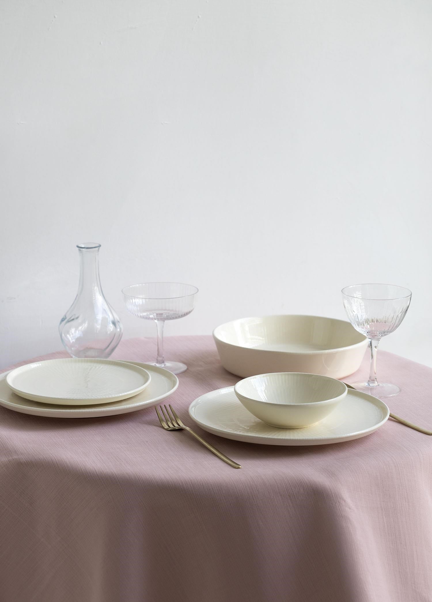 The Mia Noon Pasta Tabağı 6lı Set Krem 19 cm 