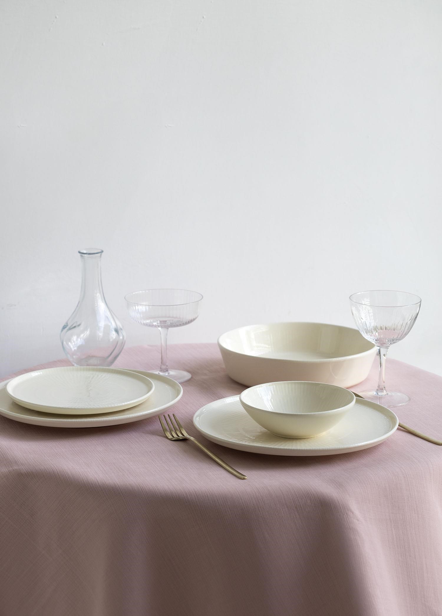 The Mia Noon Pasta Tabağı 6lı Set Krem 19 cm 