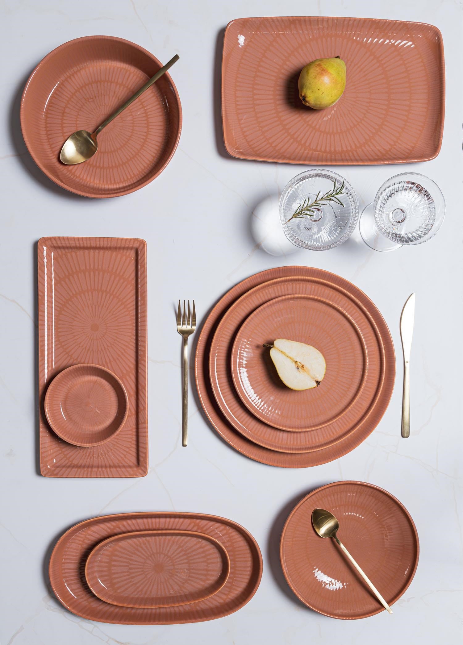 The Mia Noon Pasta Tabağı 6lı Set Somon 19 cm 