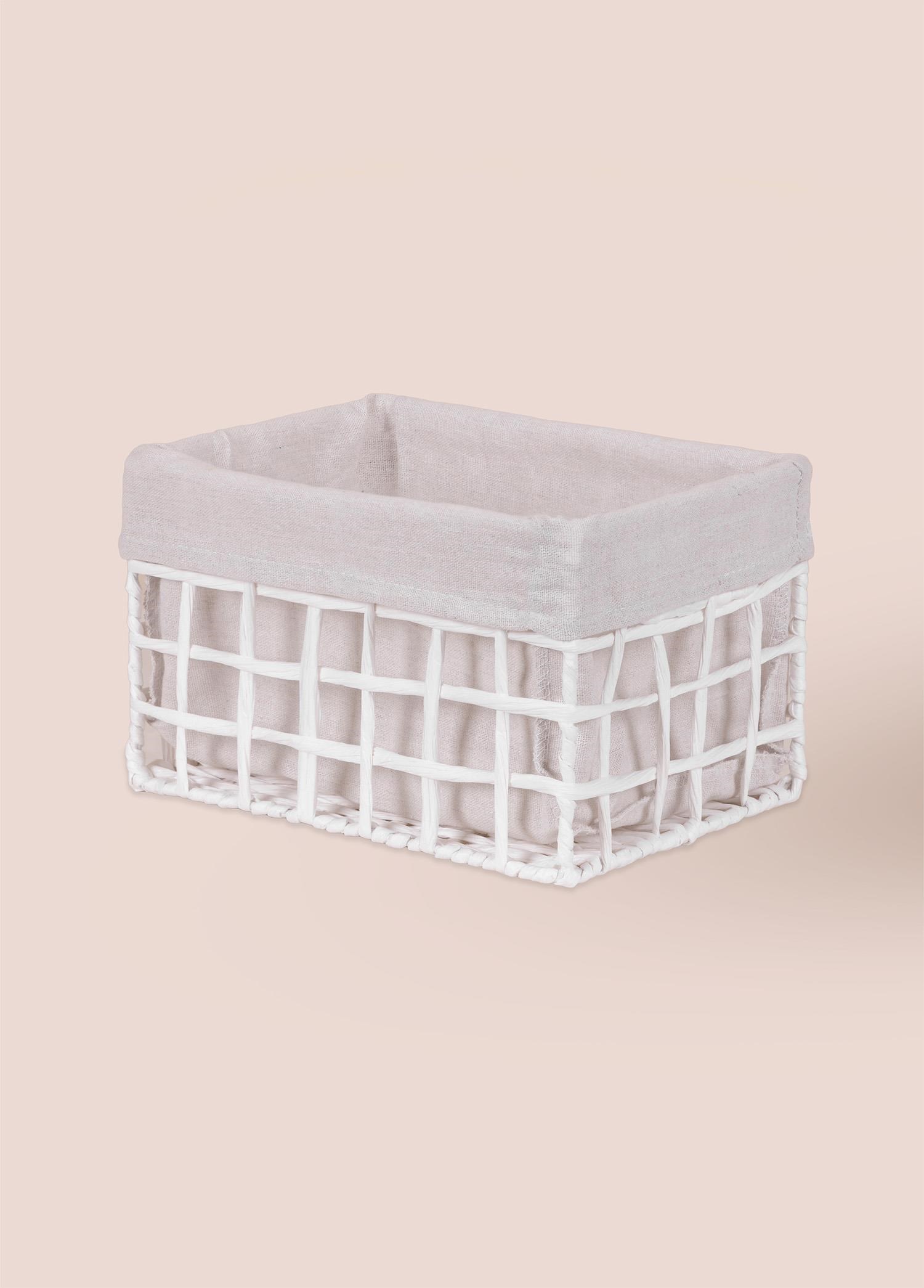 The Mia Braid Hasır Organizer Sepet Beyaz 26x18x16 cm