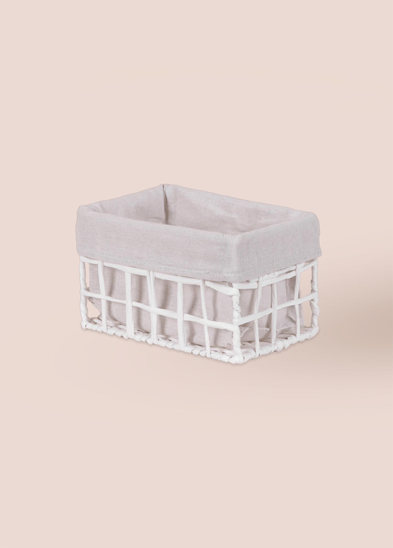 The Mia Braid Hasır Organizer Sepet Beyaz 22x14x13 cm