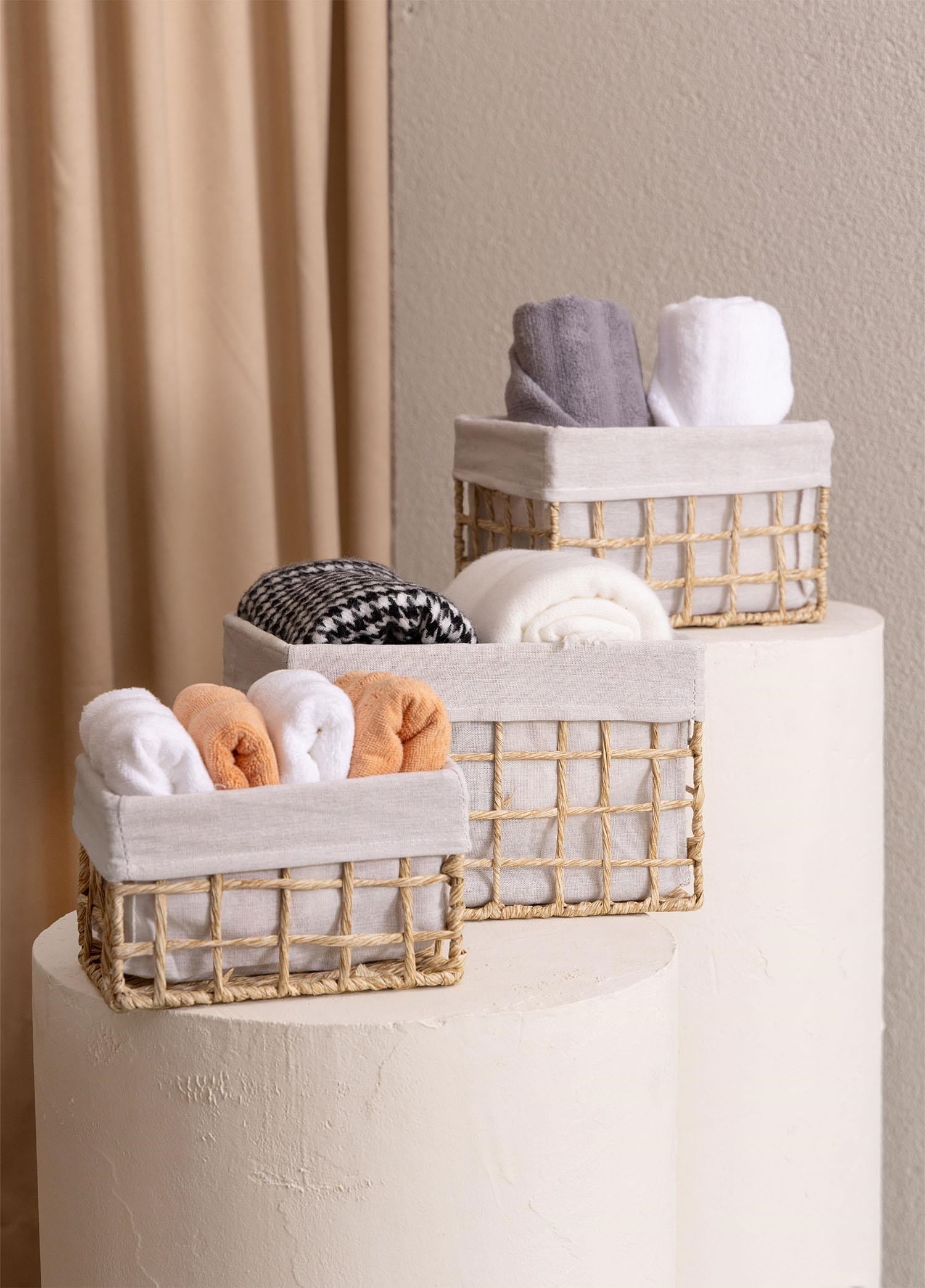 The Mia Braid Hasır Organizer Sepet Naturel 22x14x13 cm