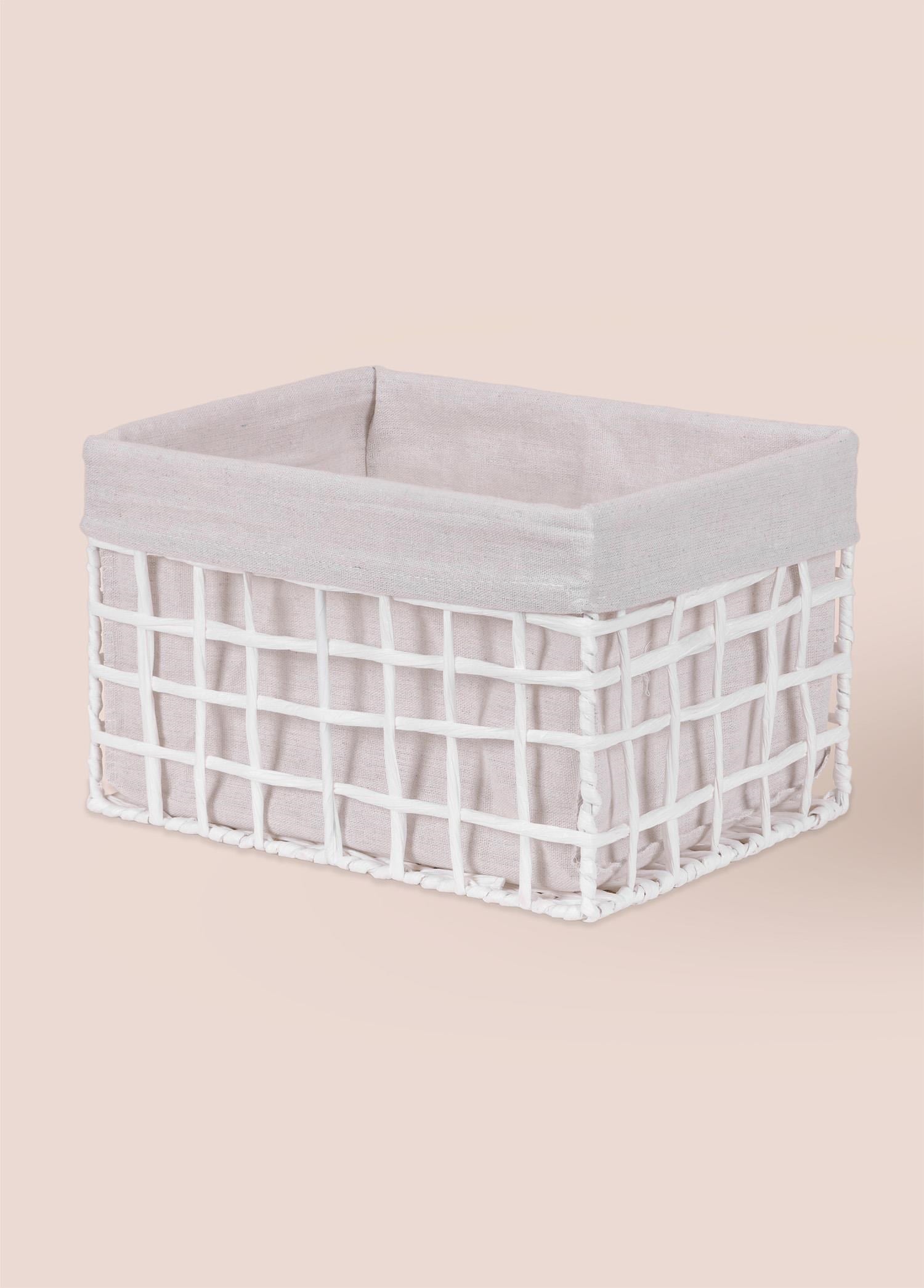 The Mia Braid Hasır Organizer Sepet Beyaz 30x22x19 cm