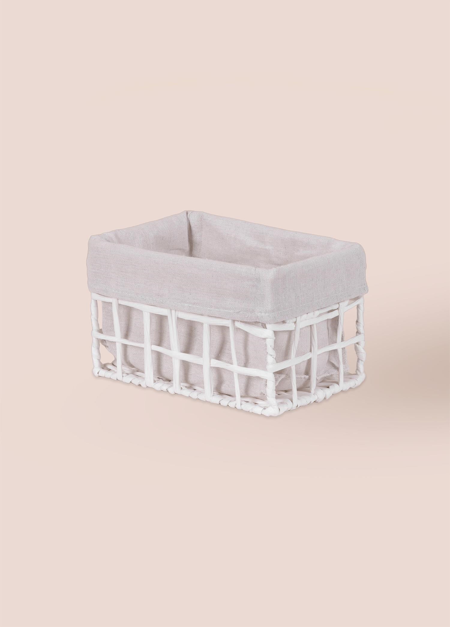 The Mia Braid Hasır Organizer Sepet Beyaz 22x14x13 cm