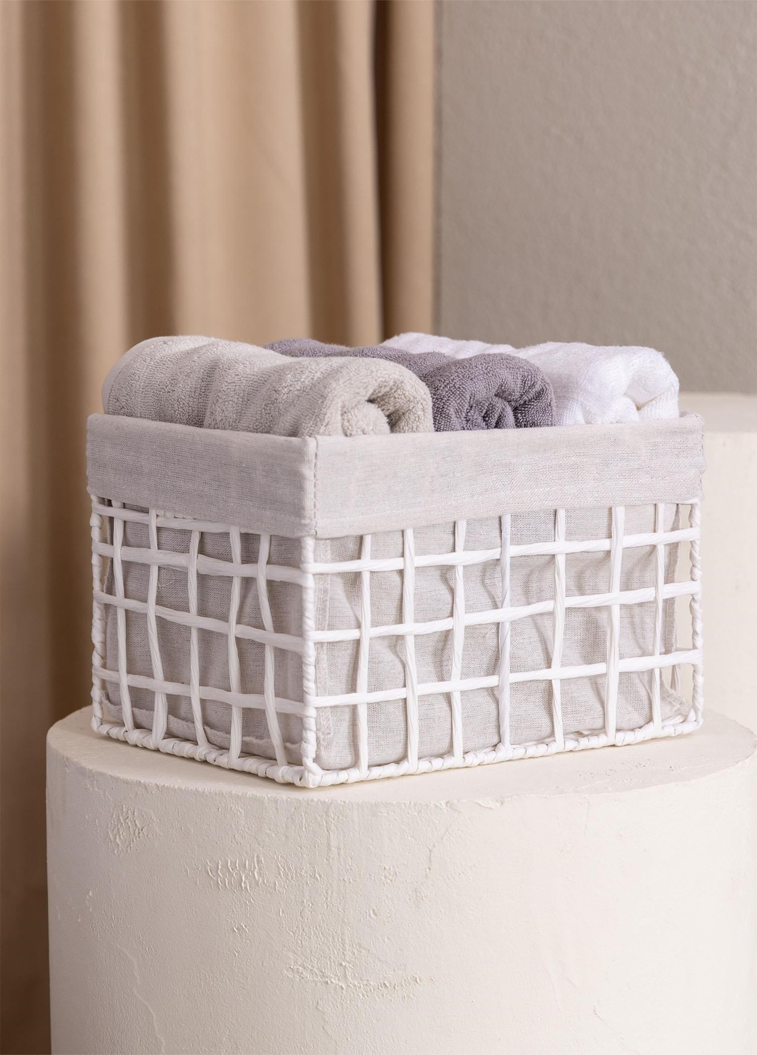 Sepet The Mia Braid Hasır Organizer Sepet Beyaz 30x22x19 cm