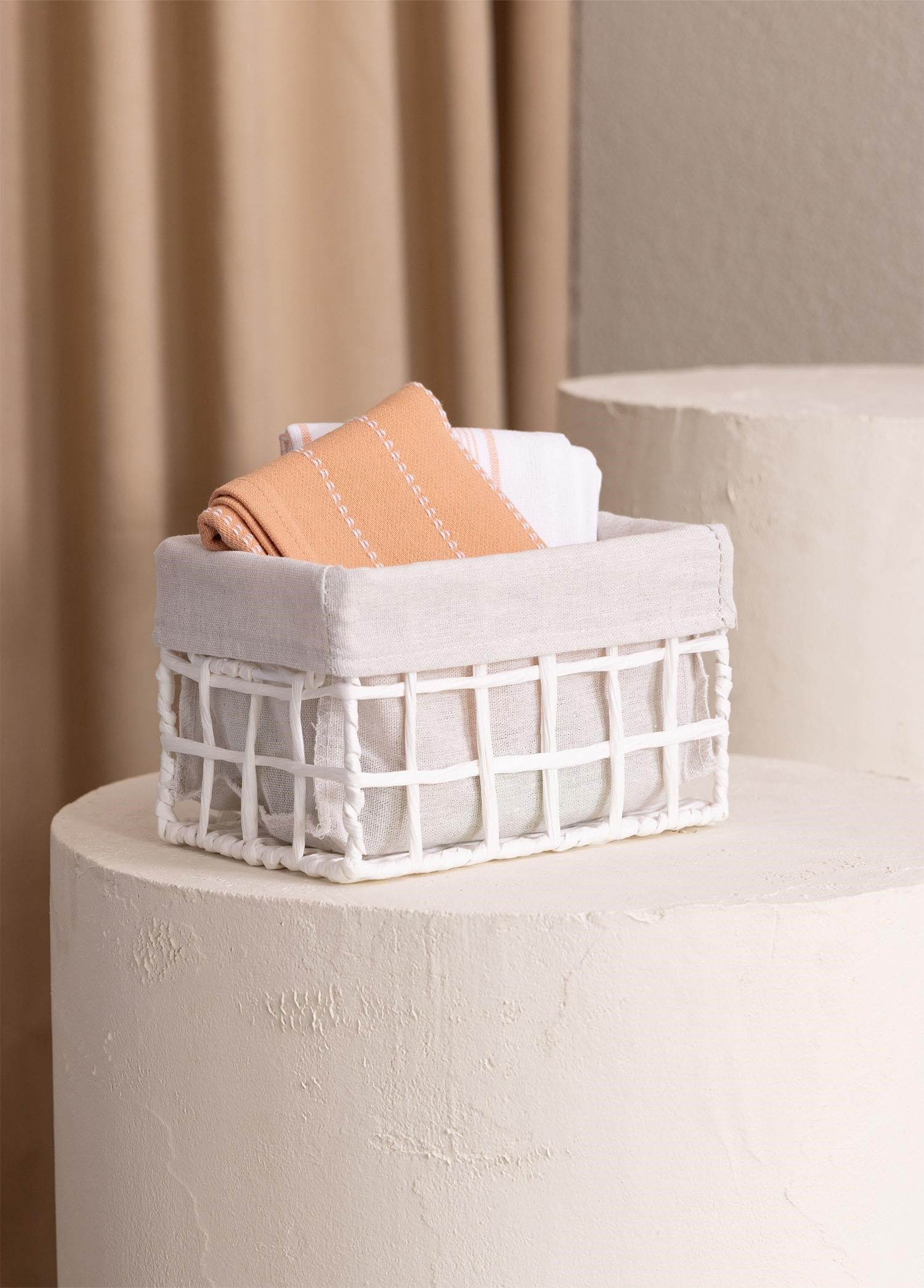 The Mia Braid Hasır Organizer Sepet Beyaz 22x14x13 cm