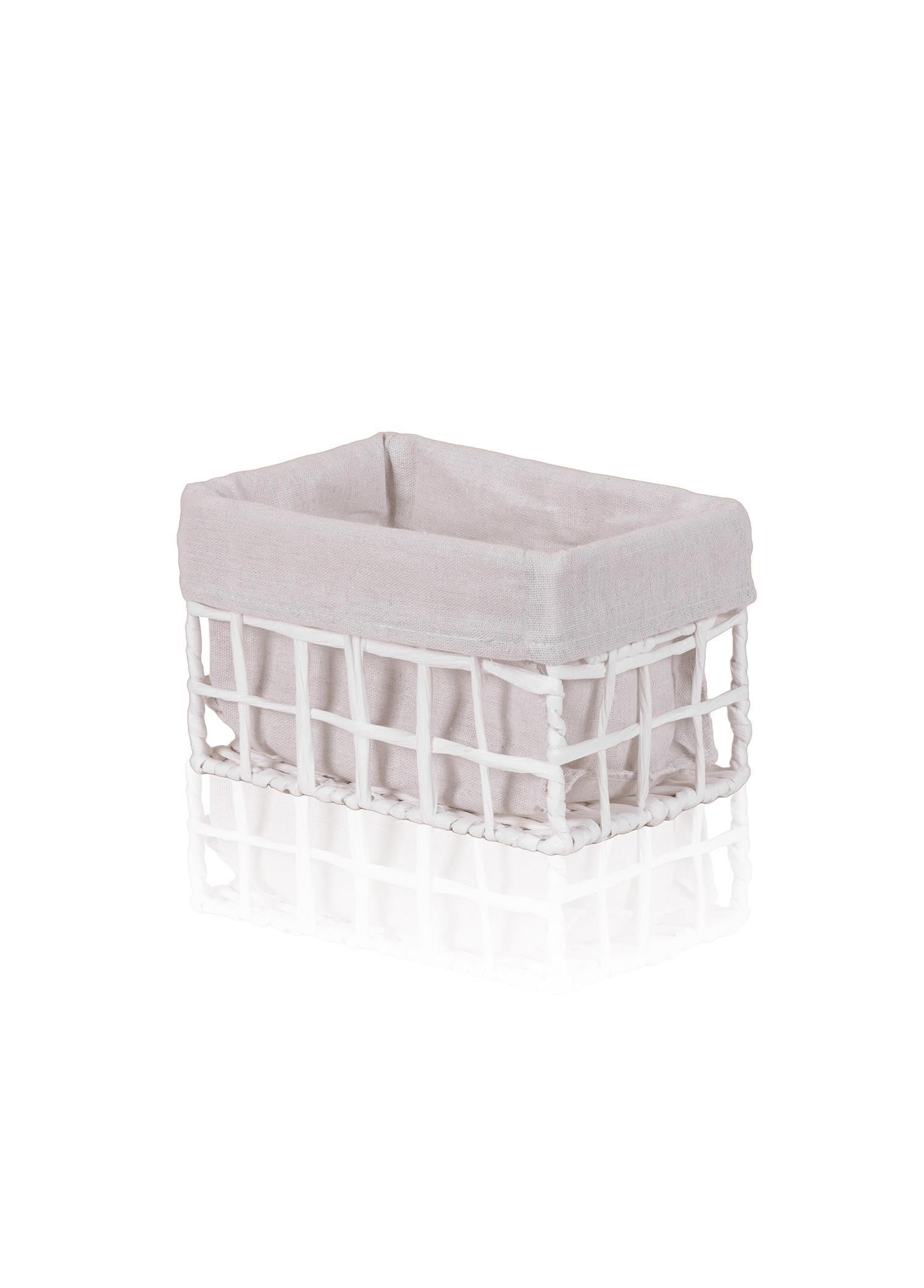 The Mia Braid Hasır Organizer Sepet Beyaz 22x14x13 cm