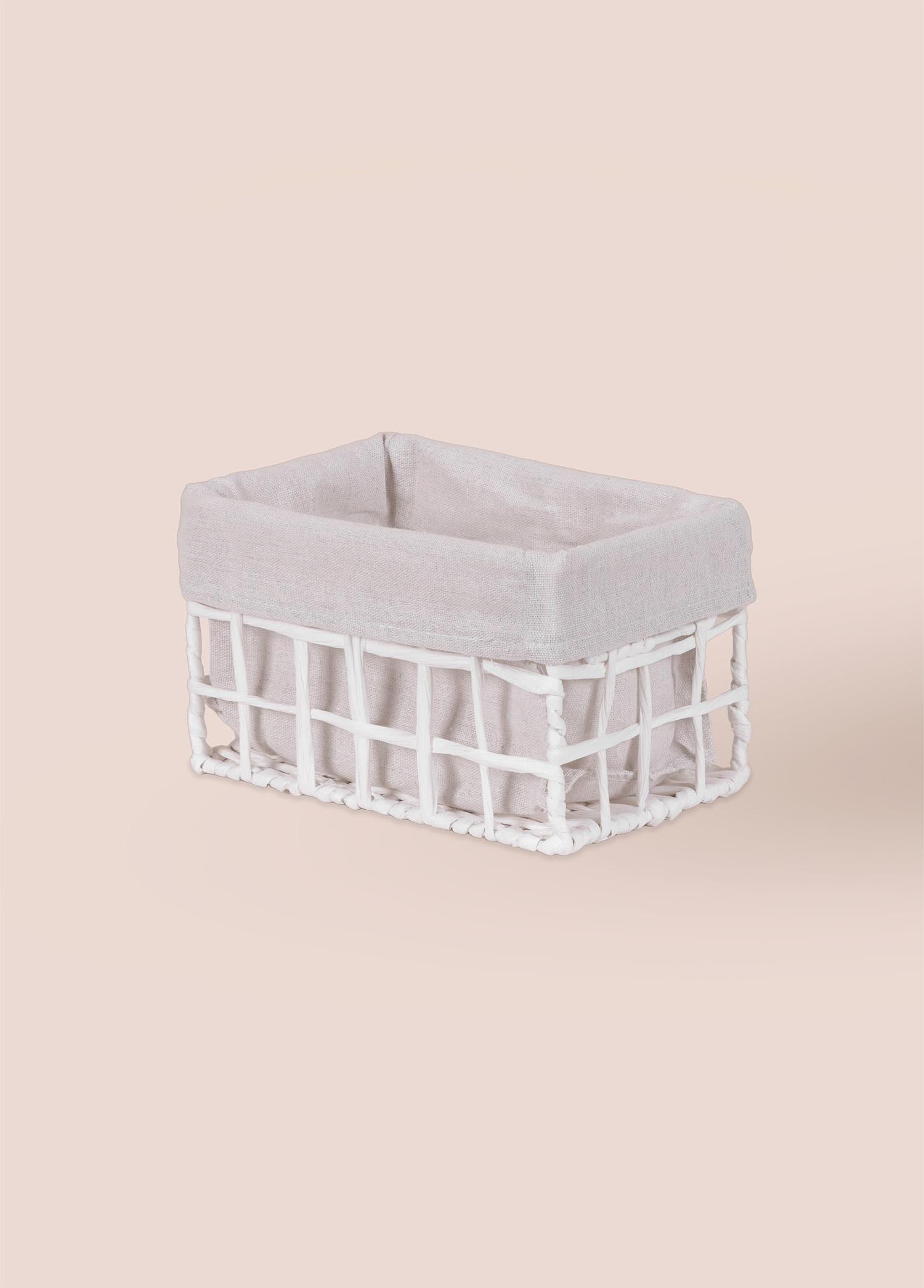 The Mia Braid Hasır Organizer Sepet Beyaz 22x14x13 cm