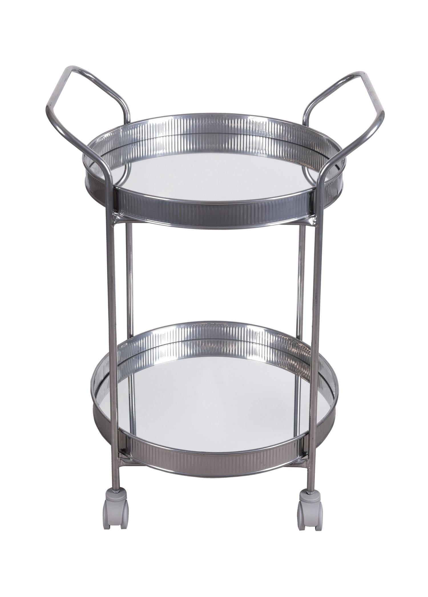 The Mia Servis Arabası Krom 2Raflı Tekerlekli 80x45 Cm