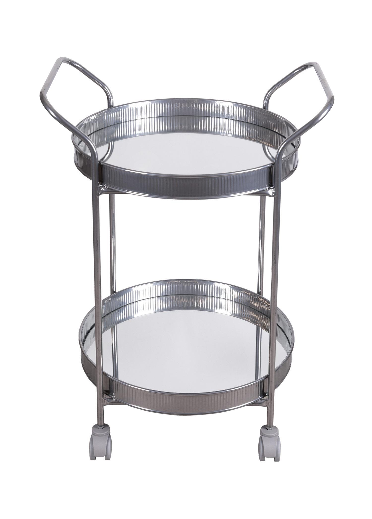 The Mia Servis Arabası Krom 2Raflı Tekerlekli 80x45 Cm