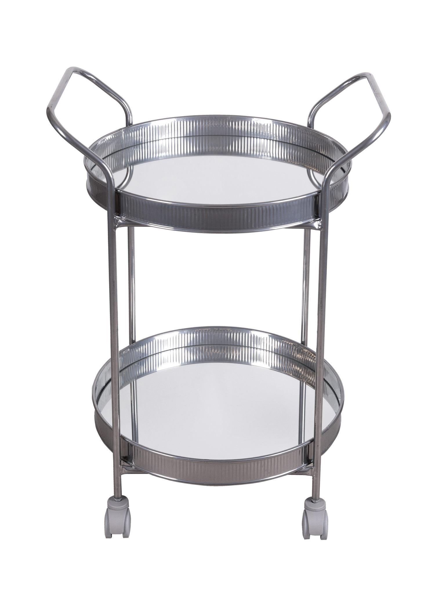 The Mia Servis Arabası Krom 2Raflı Tekerlekli 80x45 Cm