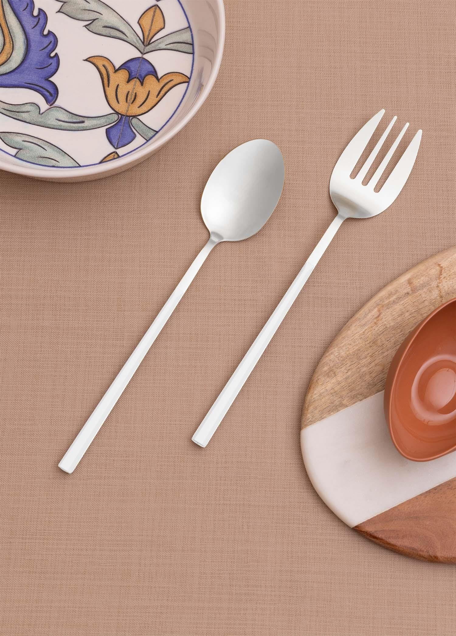 The Mia Bianco Salata Servis Takımı Gümüş 2 Parça CKB0246