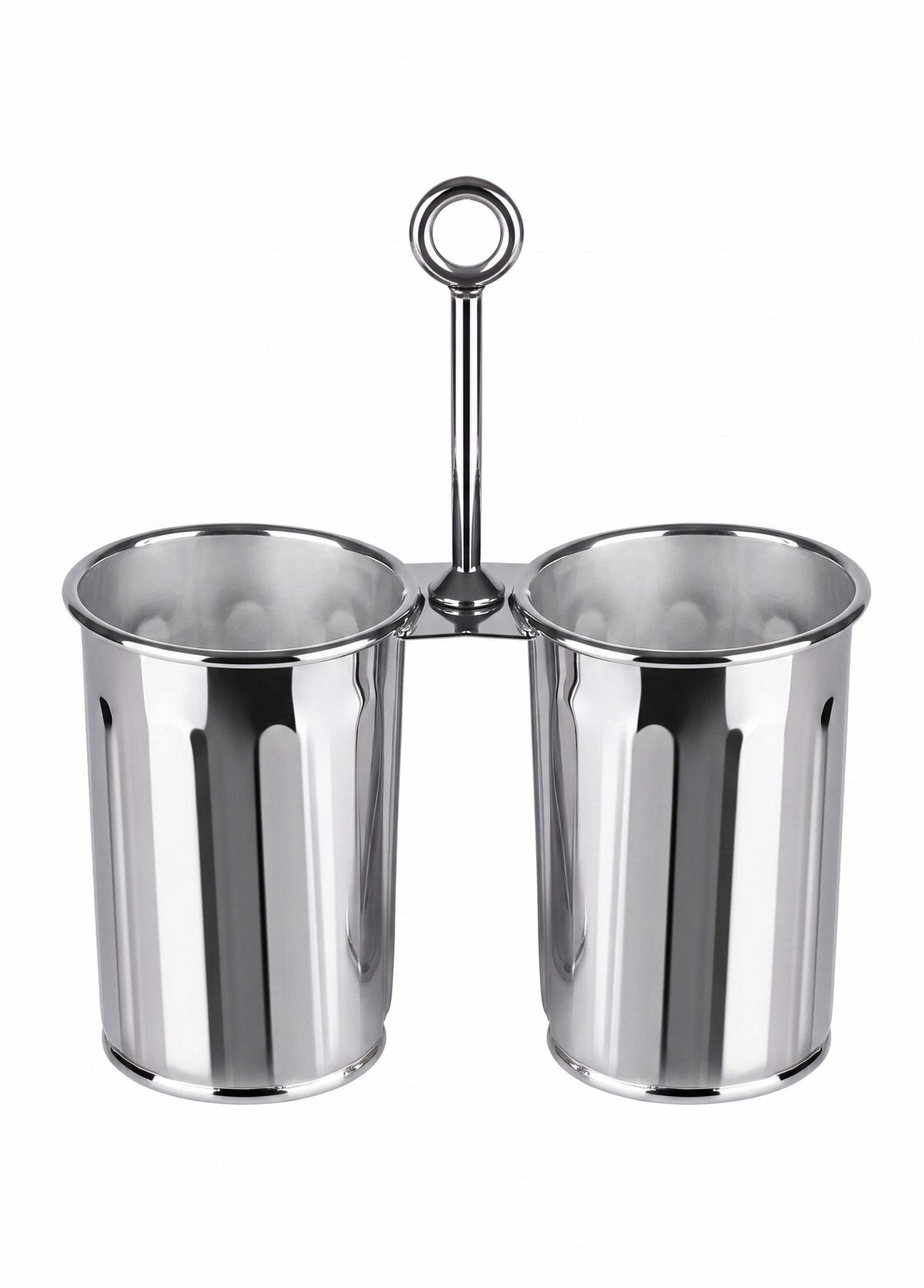 The Mia Krom Çift Bölmeli Kulplu Galvaniz Sunumluk 25 Cm