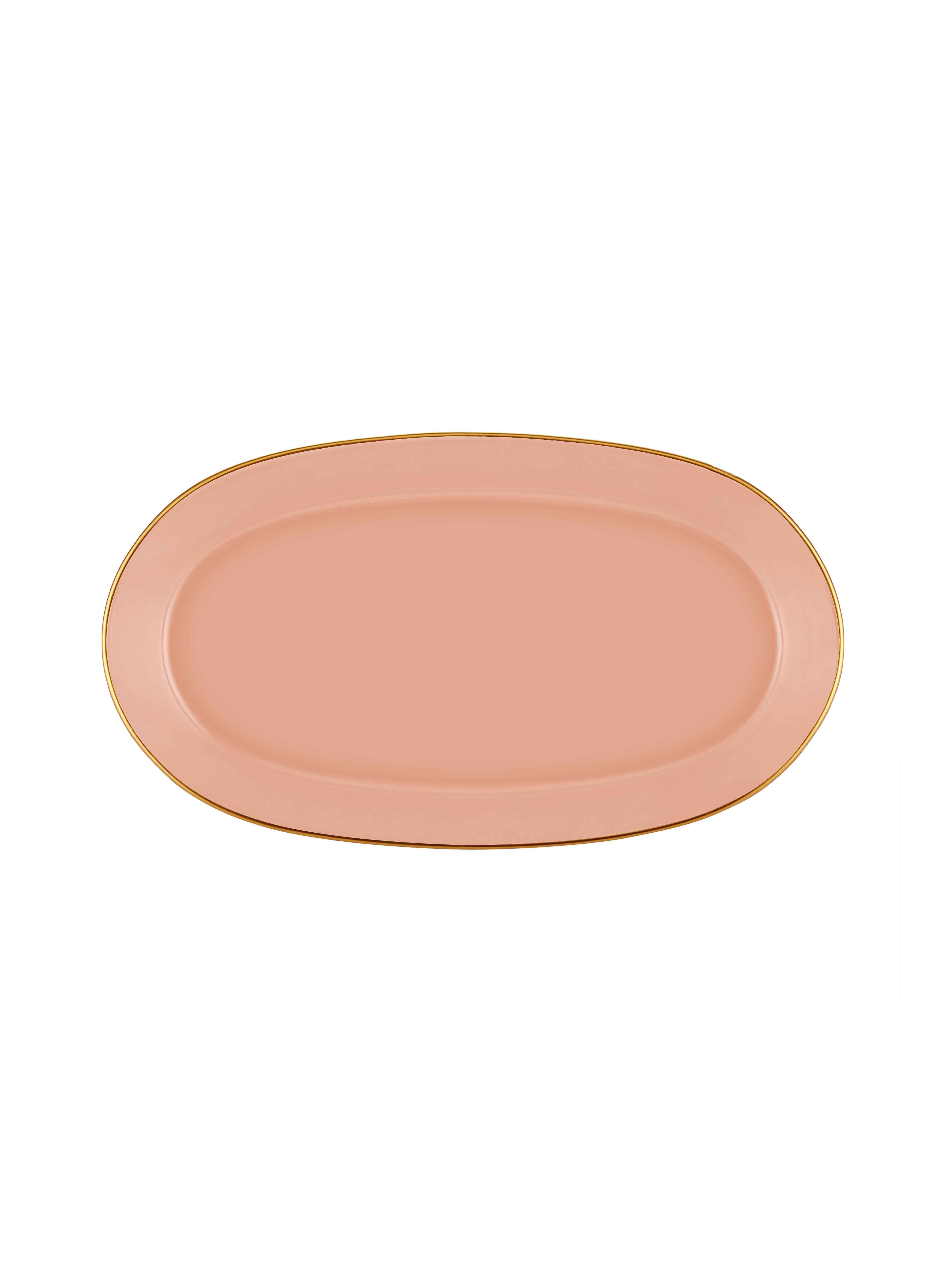 The Mia Basic Oval Servis Tabağı Somon Pembe 2li Set 29cm