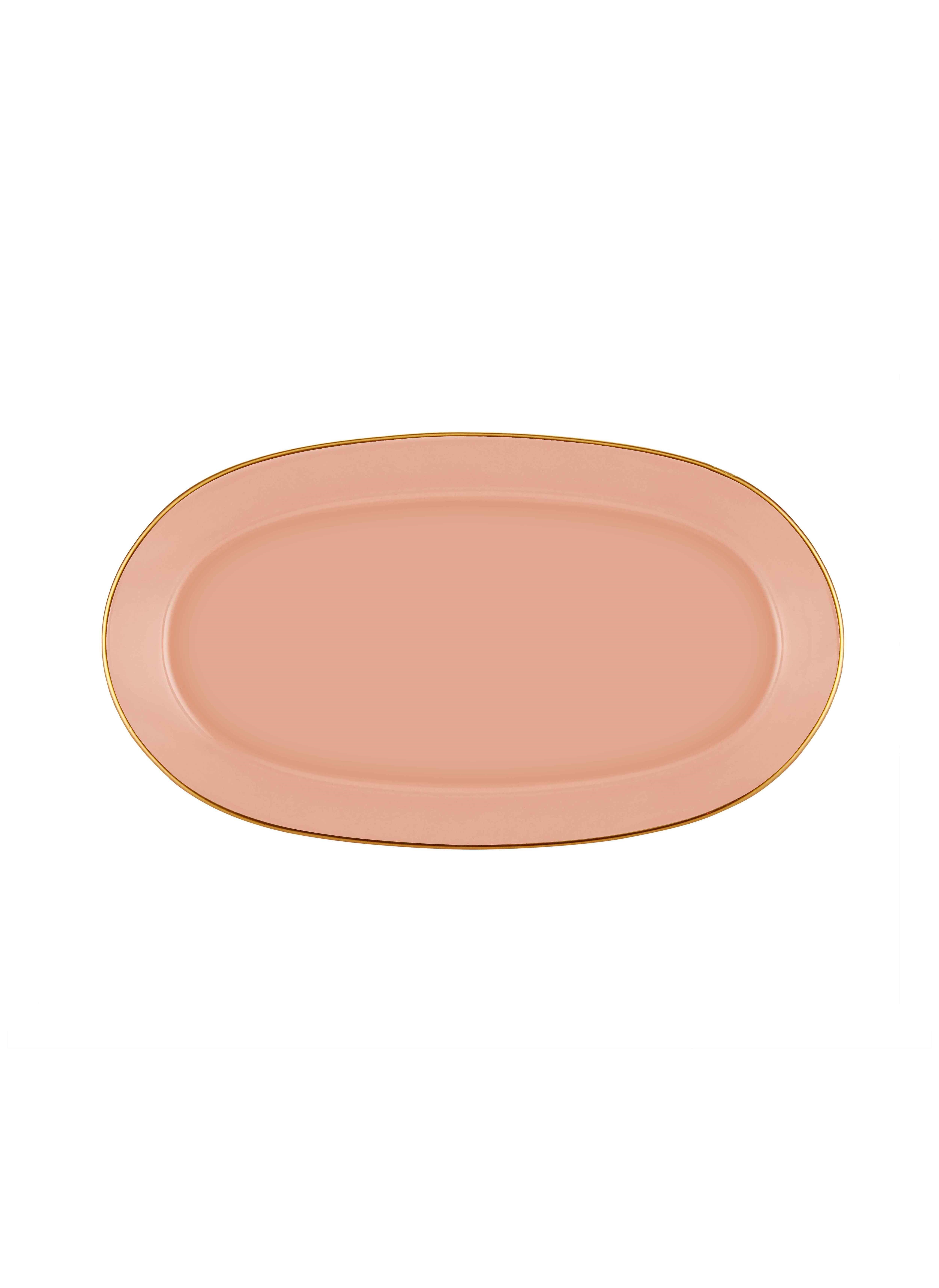 The Mia Basic Oval Servis Tabağı Somon Pembe 2li Set 29cm