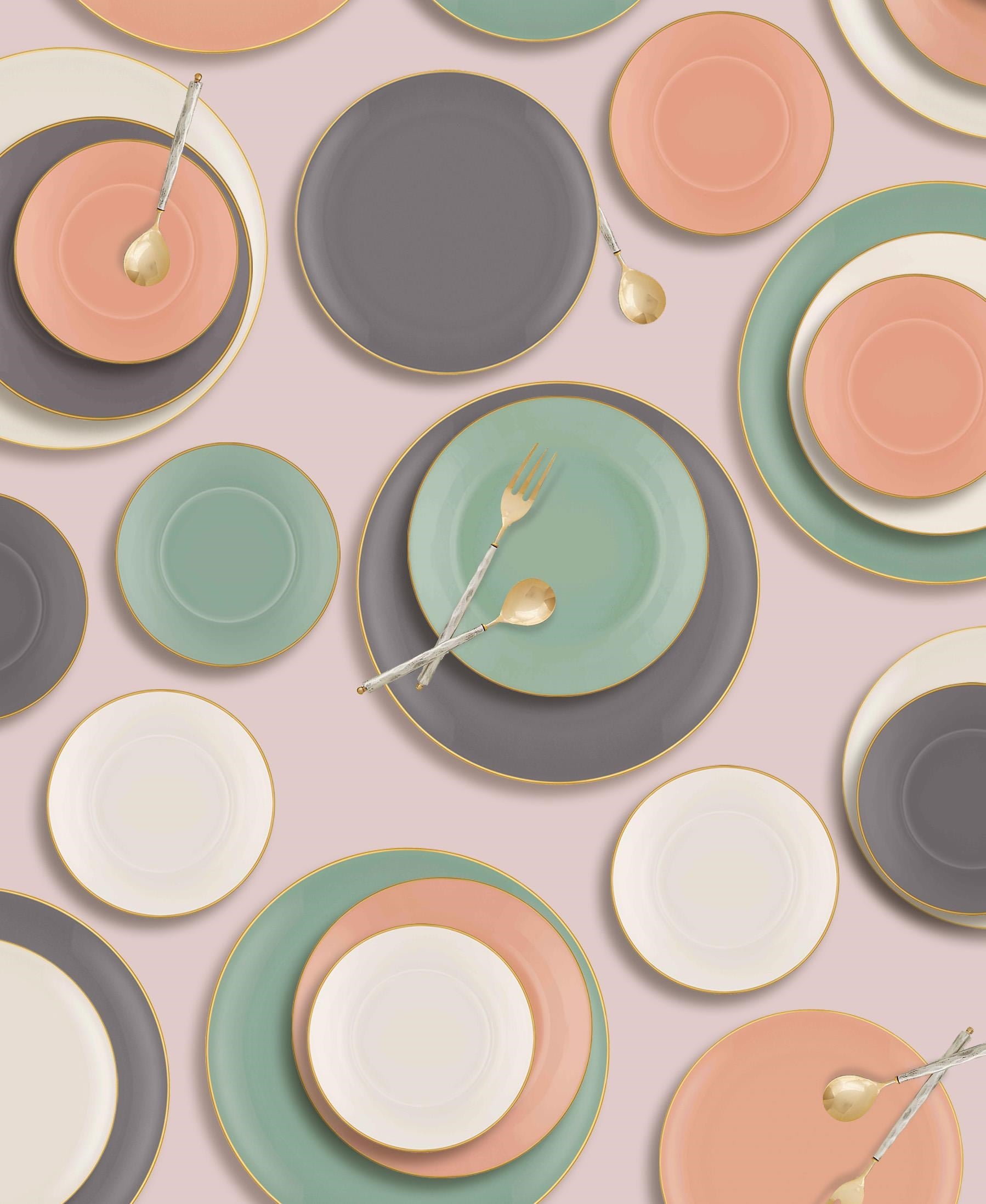 The Mia Basic Servis Tabağı 6 Lı Set Somon Pembe - 26cm