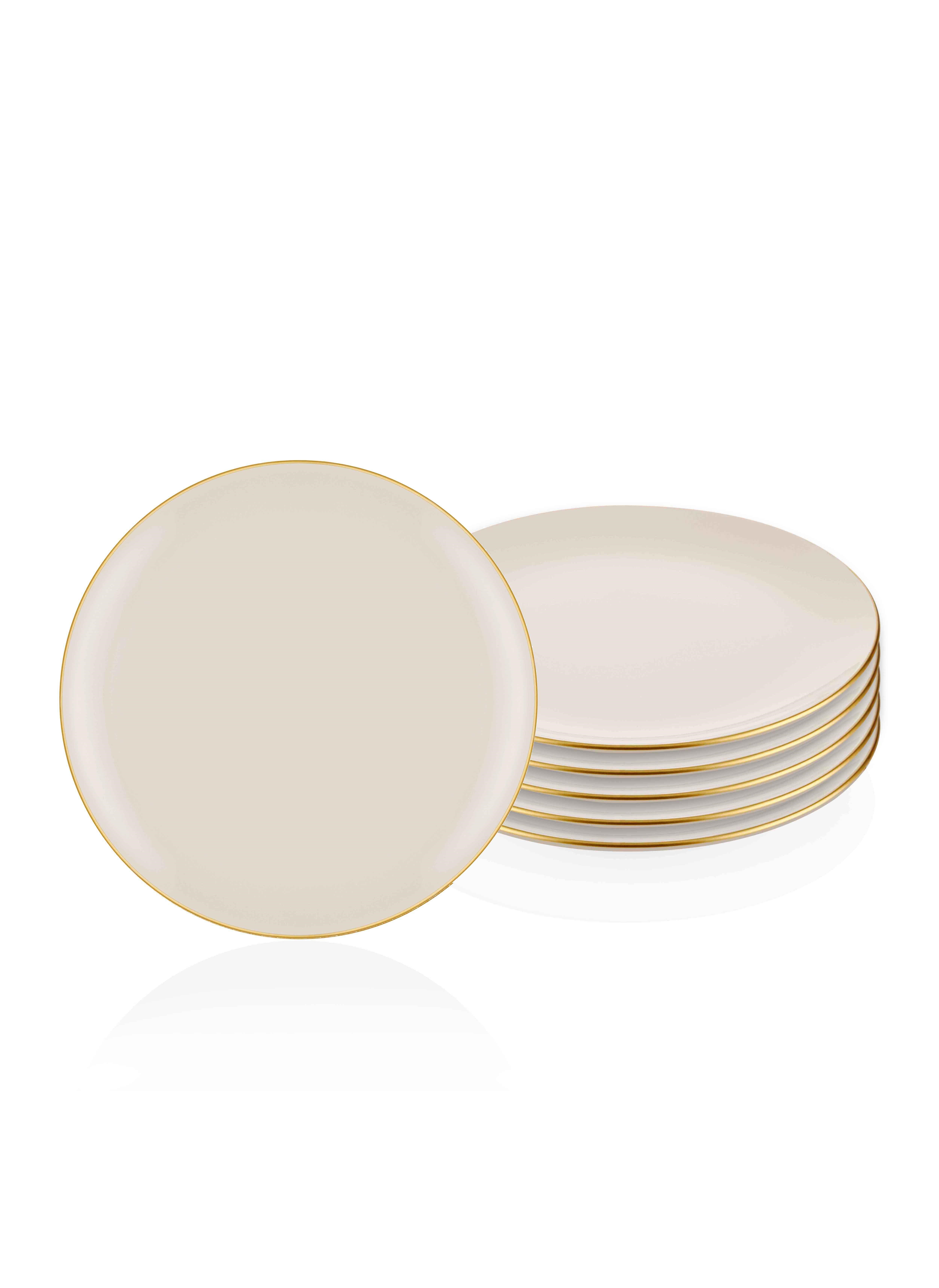 The Mia Basic Servis Tabağı 6 Lı Set Krem - 26cm
