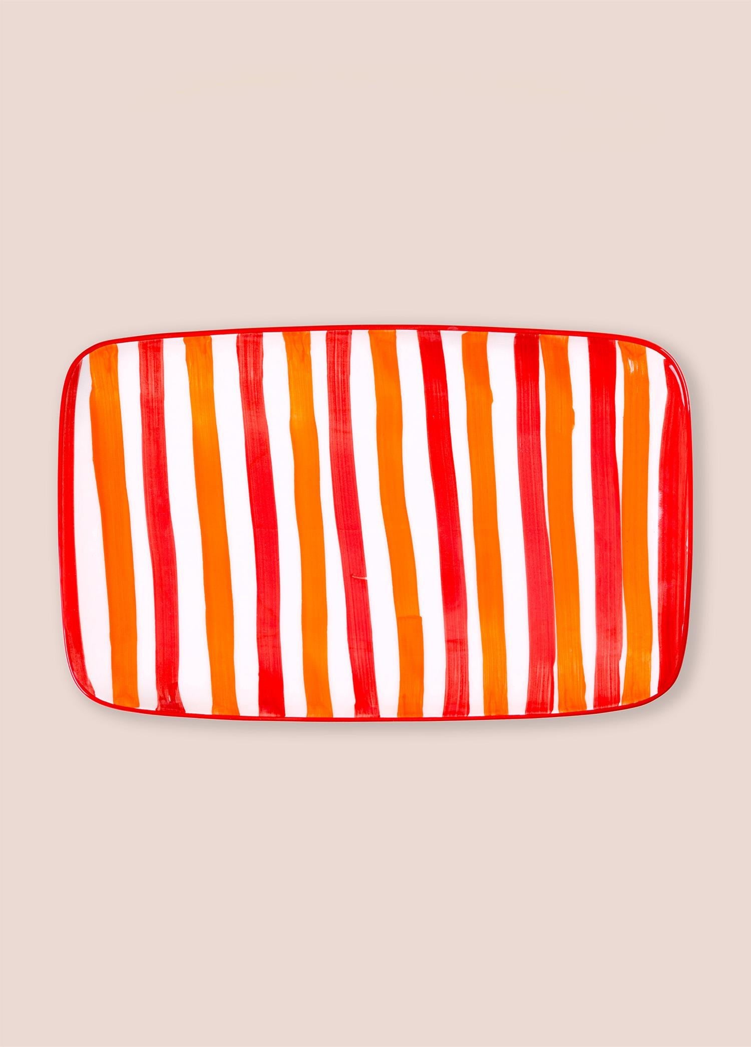 The Mia Joy Dikdörtgen Servis Tabağı Kırmızı 33x21 cm