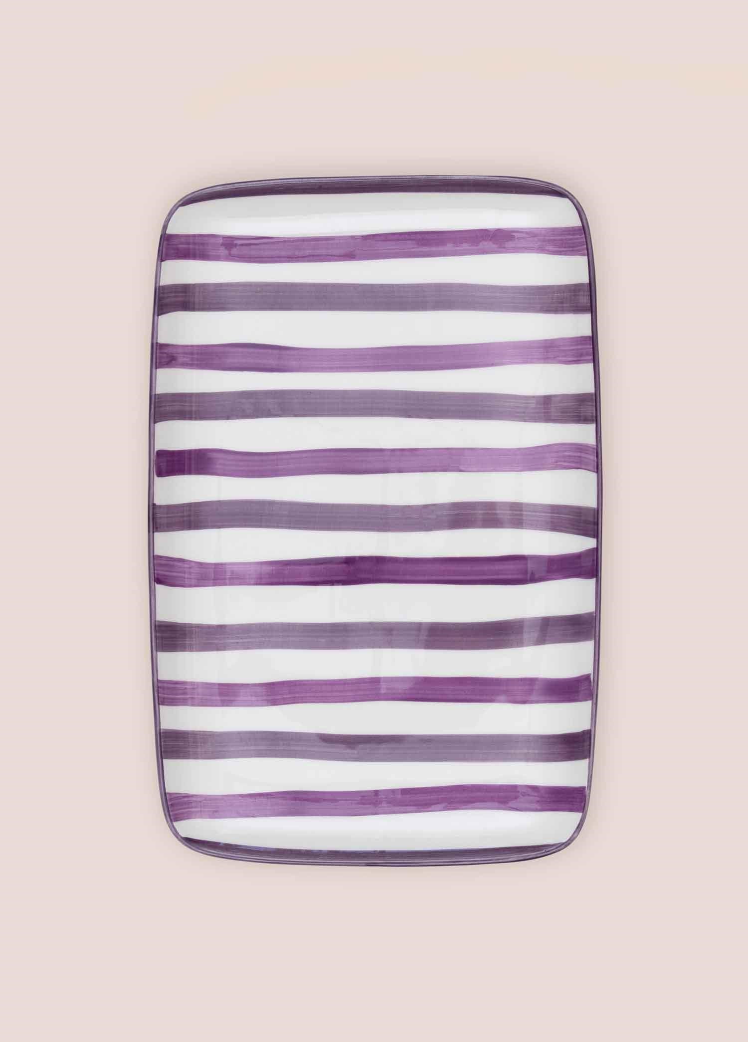 The Mia Joy Dikdörtgen Servis Tabağı Mor 33x21 cm