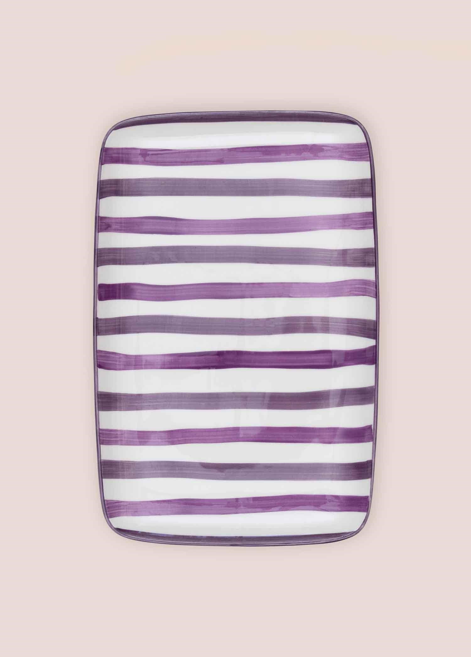 The Mia Joy Dikdörtgen Servis Tabağı Mor 33x21 cm
