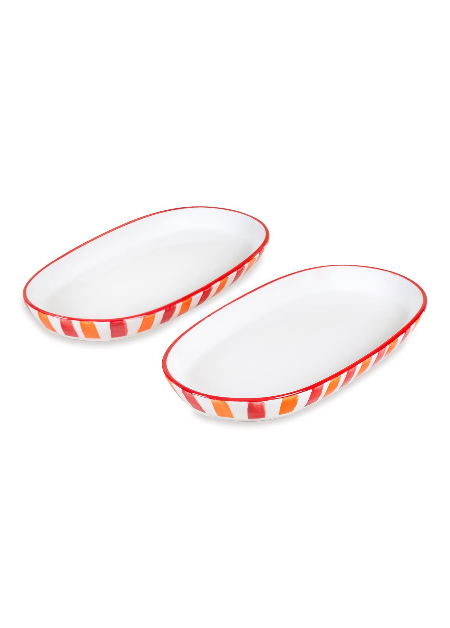 The Mia Joy Oval Servis Tabağı 2li Set Kırmızı 23 cm