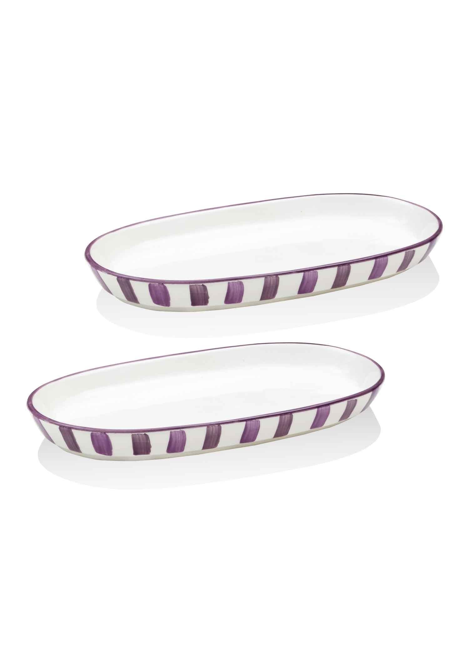 The Mia Joy Oval Servis Tabağı 2li Set Mor 29 cm