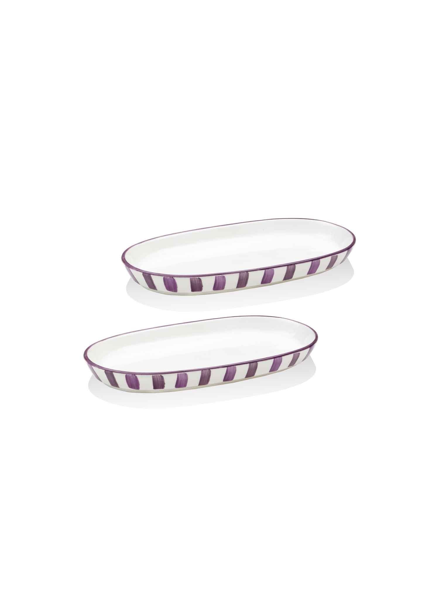 The Mia Joy Oval Servis Tabağı 2li Set Mor 17 cm