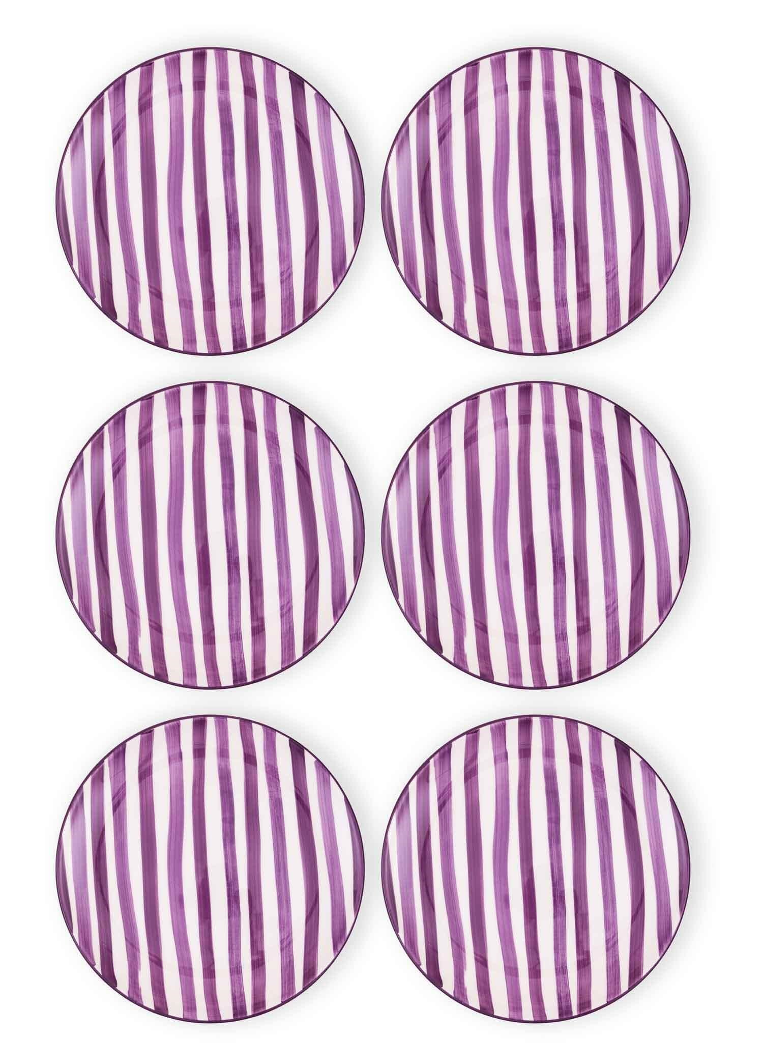 The Mia Joy Servis Tabağı 6lı Set Mor 26 cm