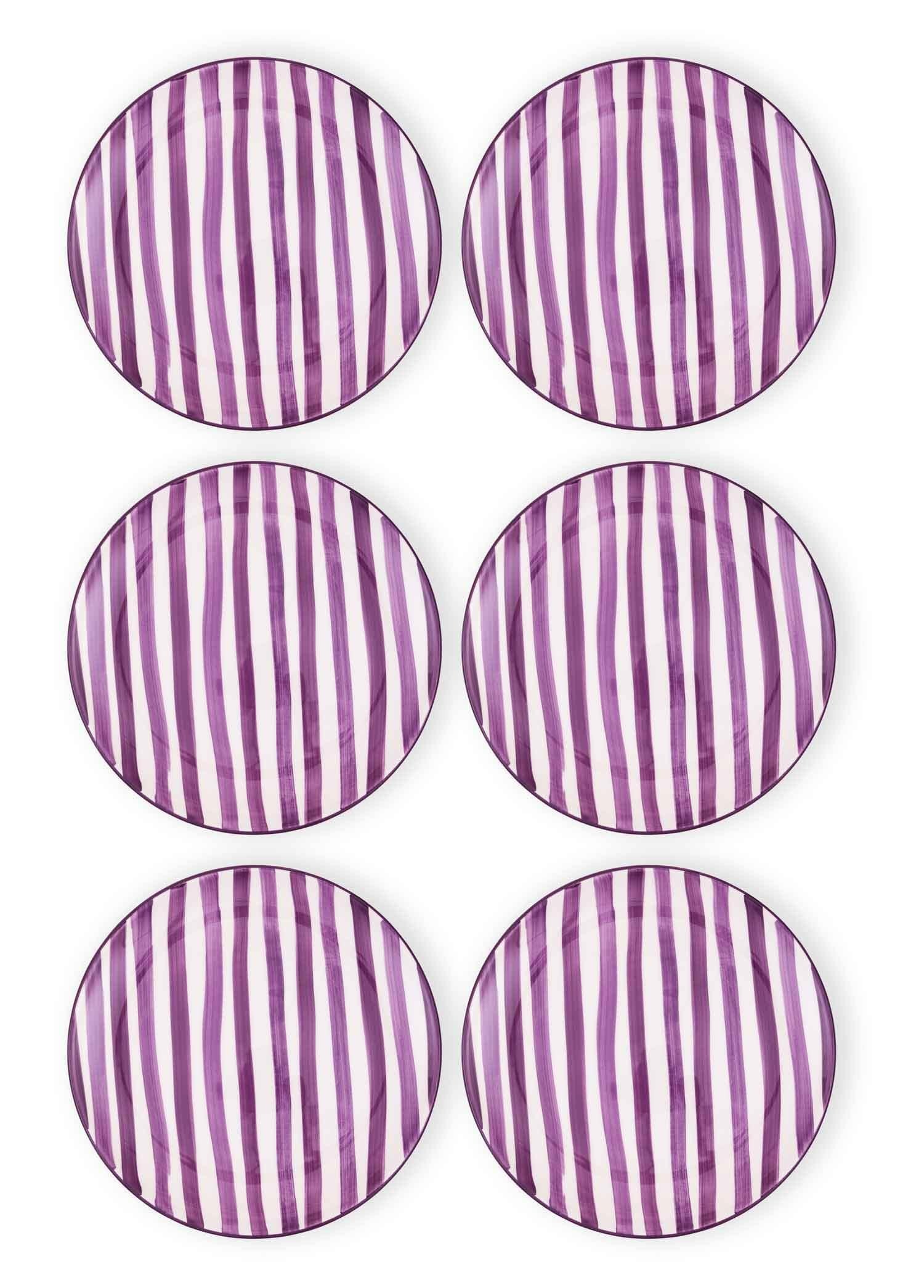 The Mia Joy Servis Tabağı 6lı Set Mor 26 cm
