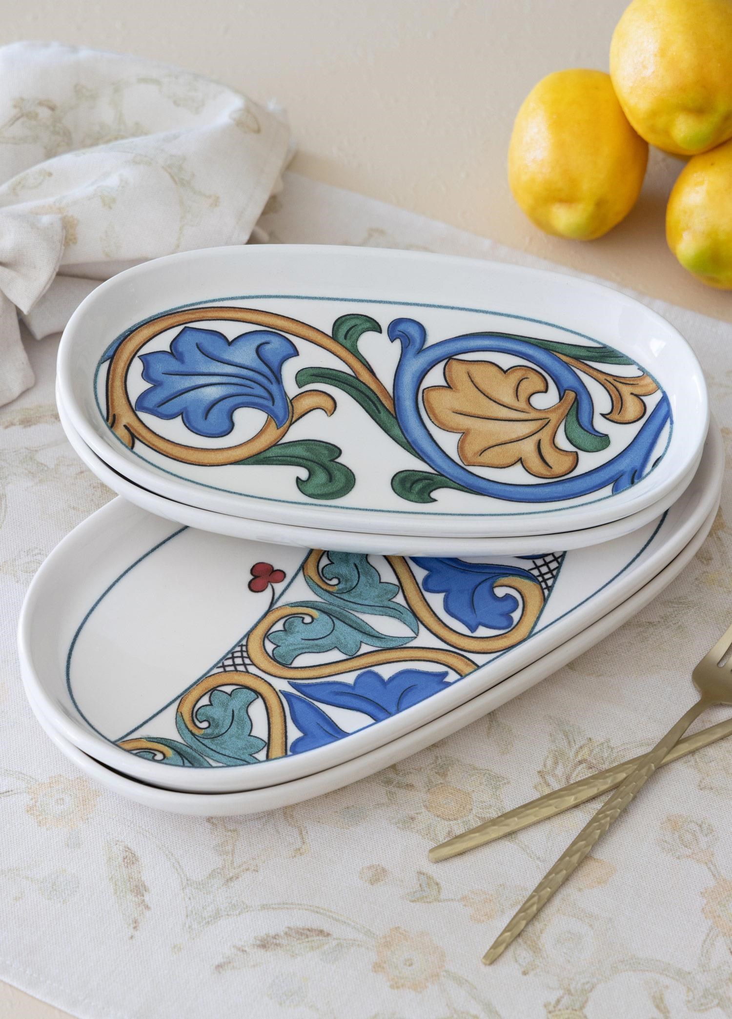 The Mia Limoncello Oval Servis Tabağı 2li Set Gri 29 cm