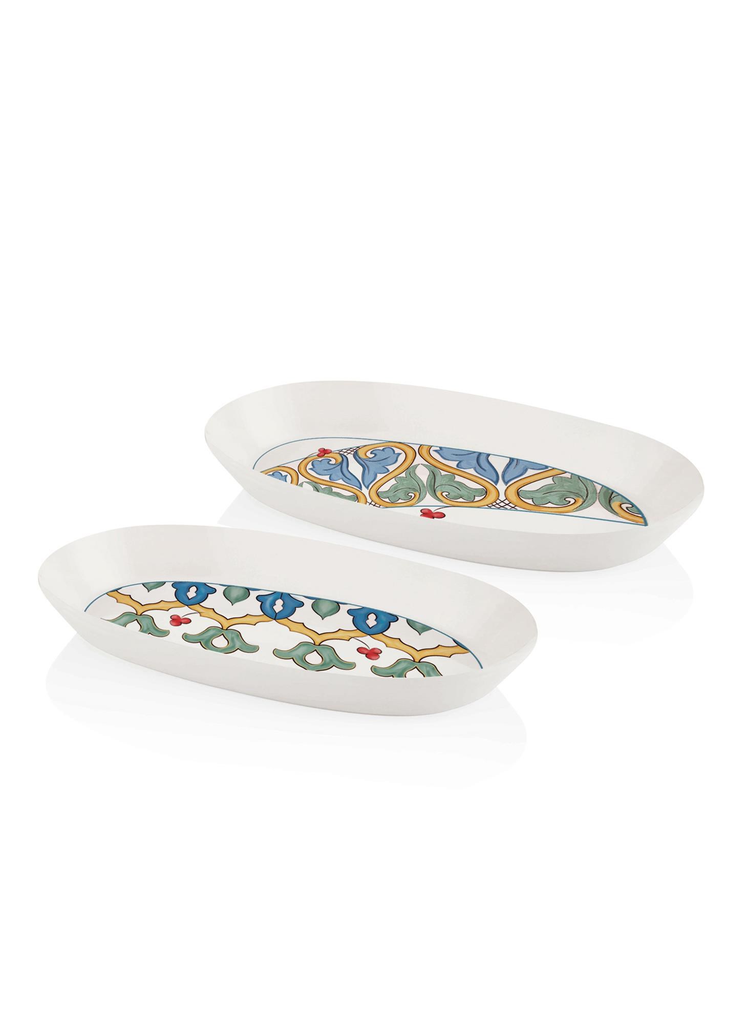 The Mia Limoncello Oval Servis Tabağı 2li Set Gri 29 cm