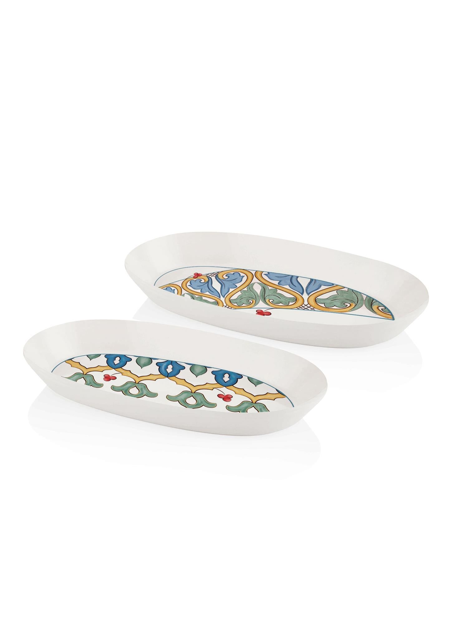 The Mia Limoncello Oval Servis Tabağı 2li Set Gri 29 cm