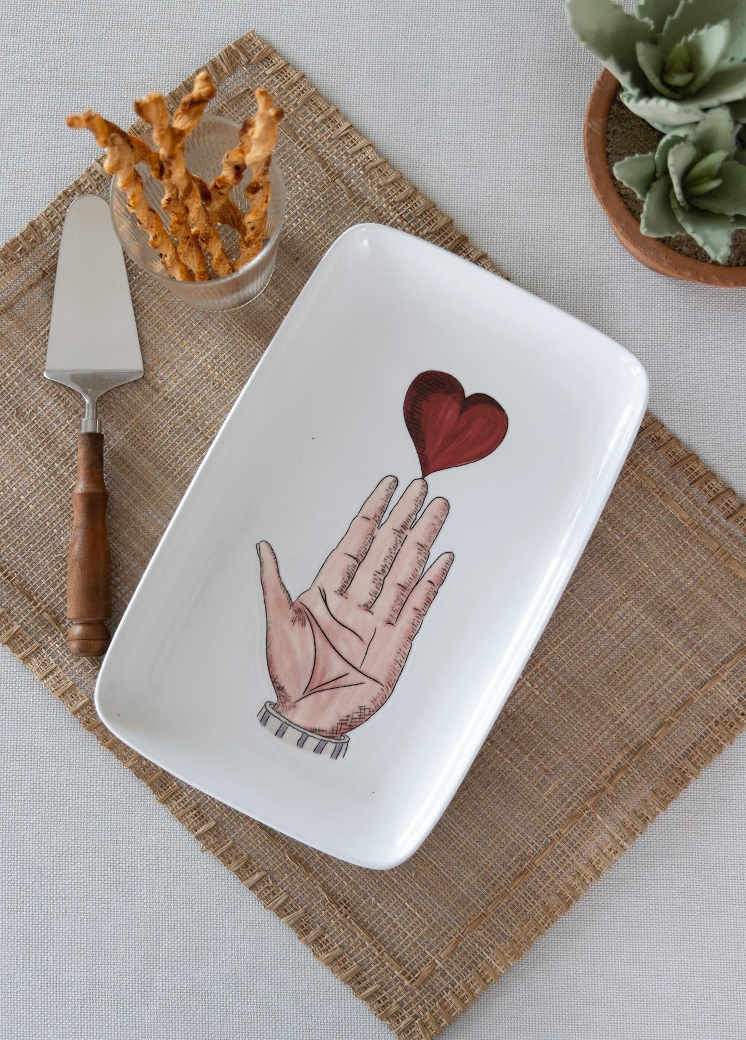 The Mia Luv Dikdörtgen Servis Tabağı 31x20 cm
