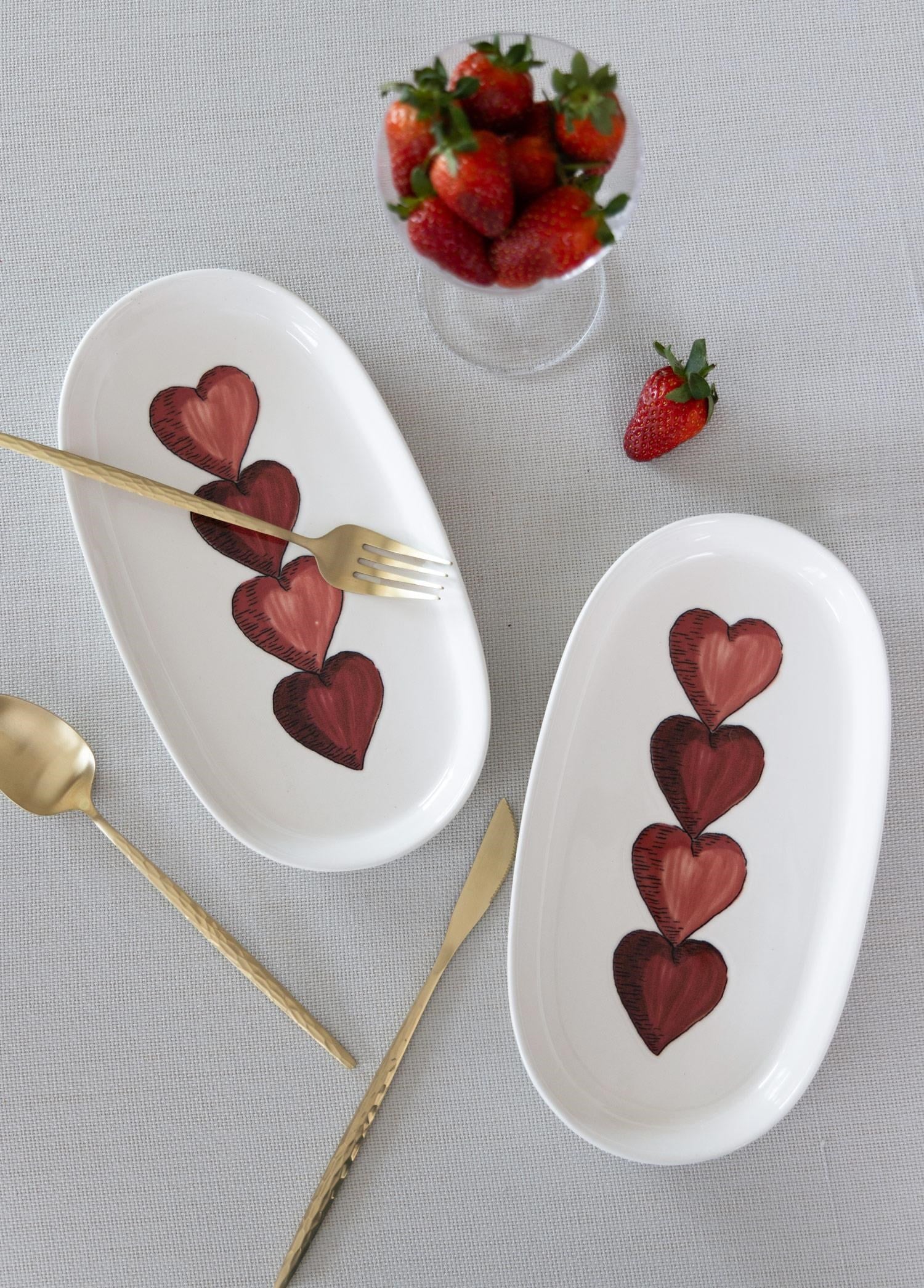 The Mia Luv Oval Servis Tabağı 2li Set 23 cm