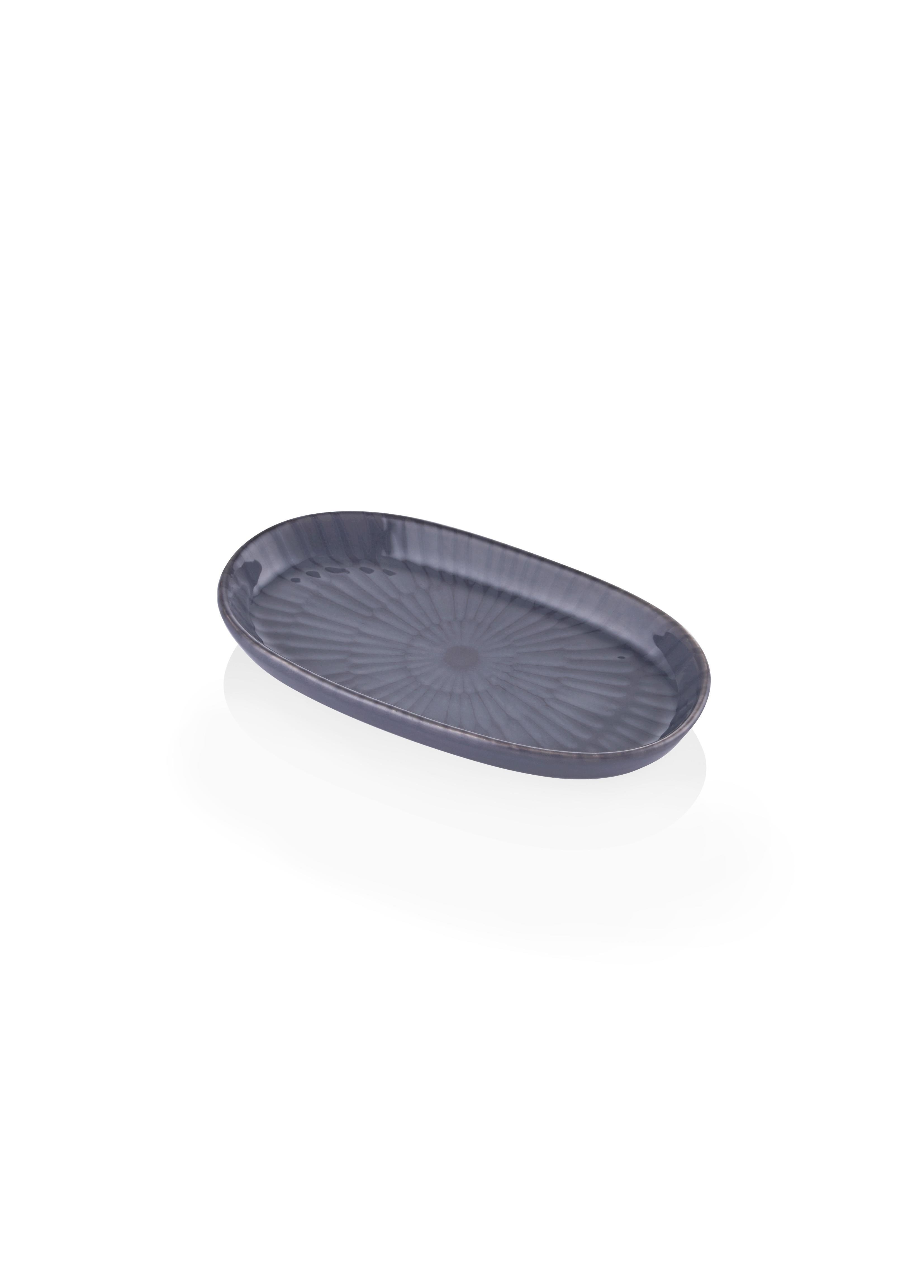 The Mia Noon Oval Servis Tabağı 2li Set Gri 17 cm