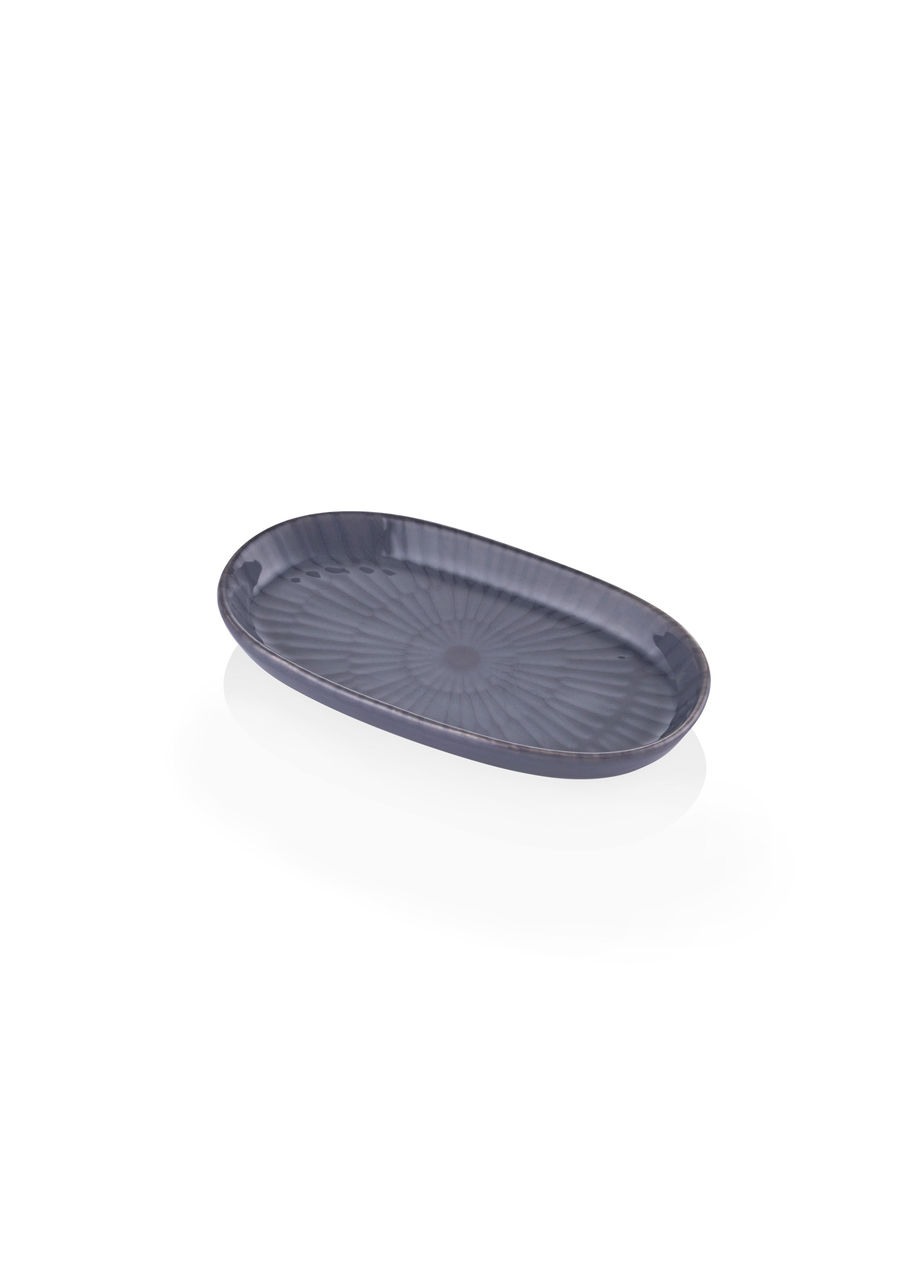 The Mia Noon Oval Servis Tabağı 2li Set Gri 17 cm