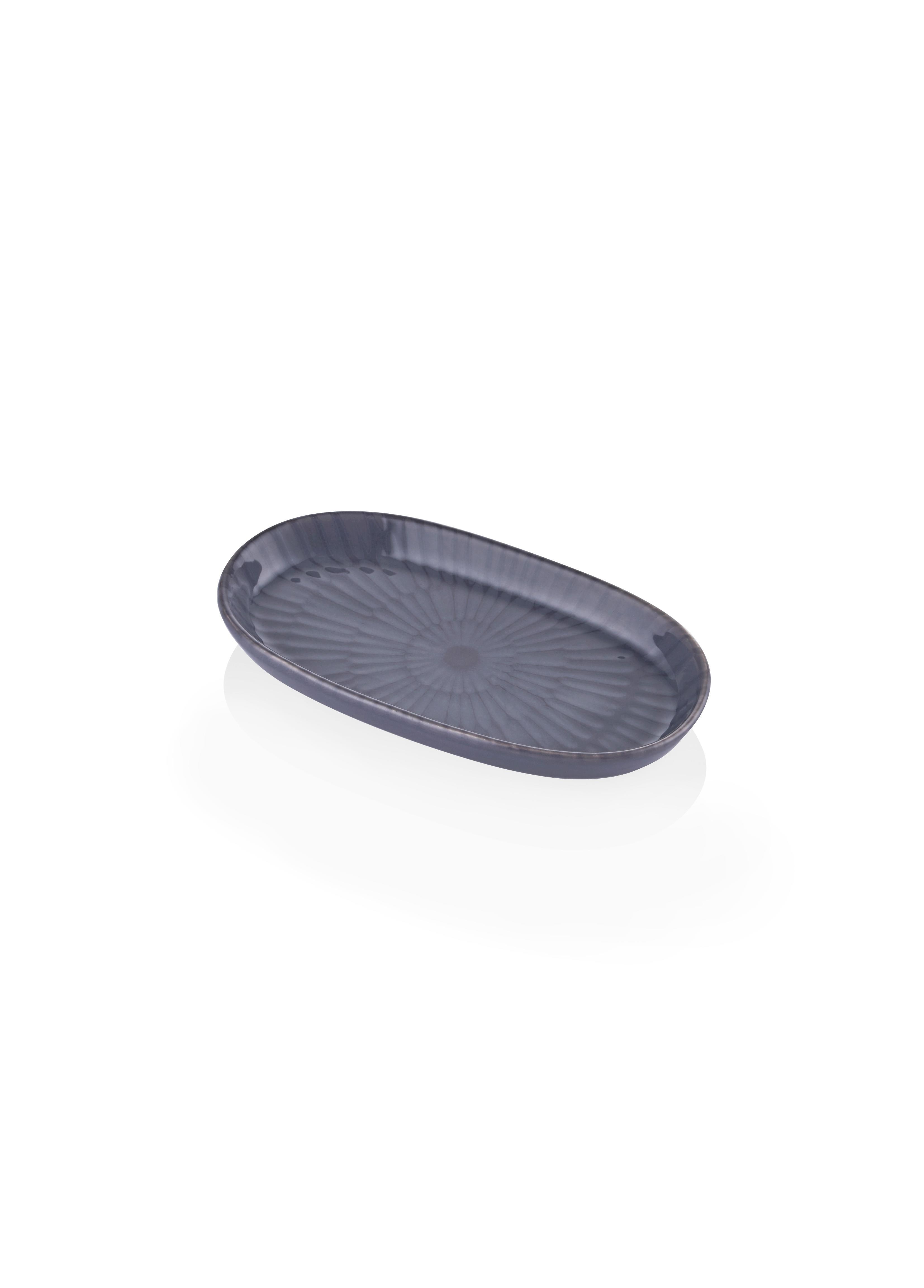 The Mia Noon Oval Servis Tabağı 2li Gri 17 cm