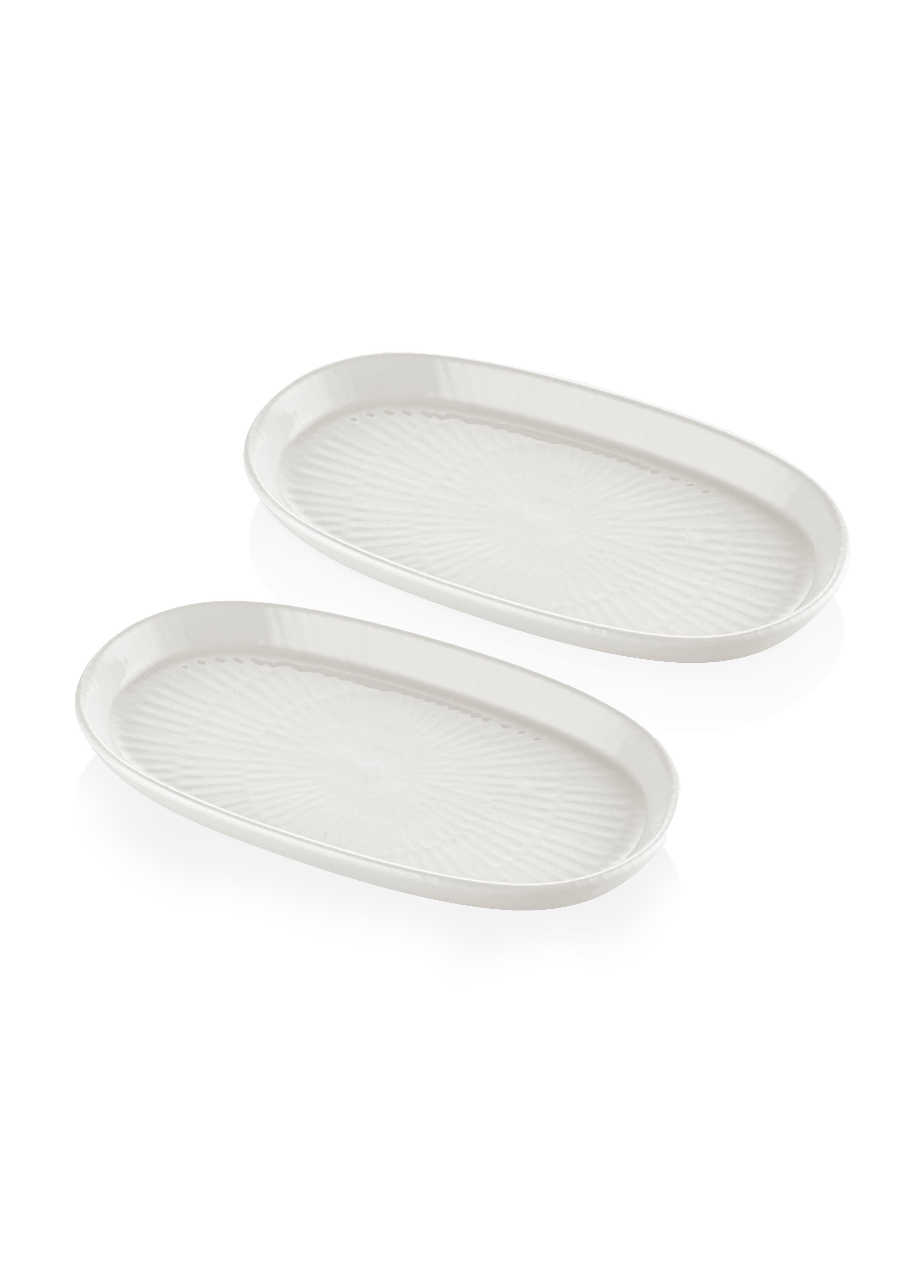 The Mia Noon Oval Servis Tabağı 2li Set Krem 26 cm