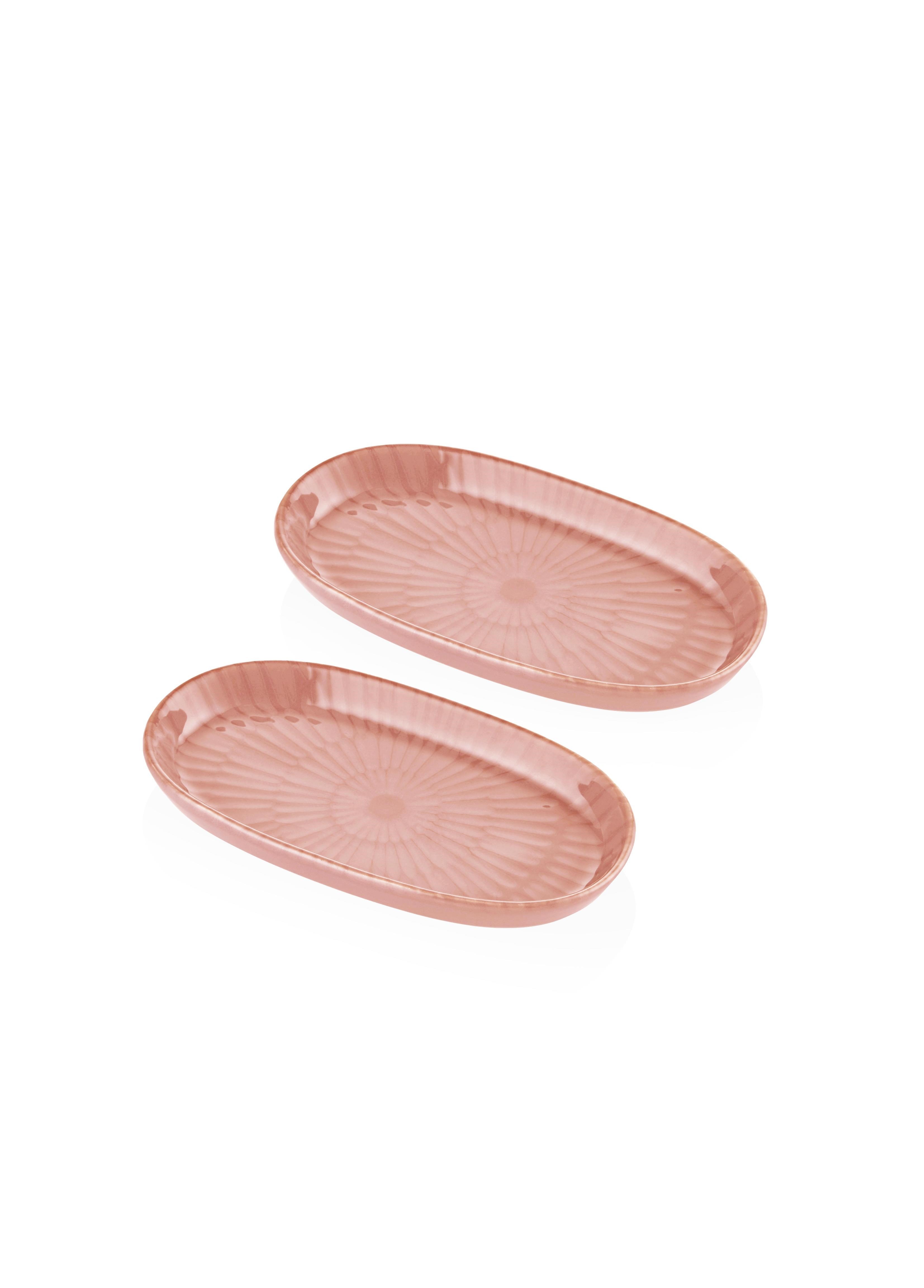 The Mia Noon Oval Servis Tabağı 2li Somon 17 cm
