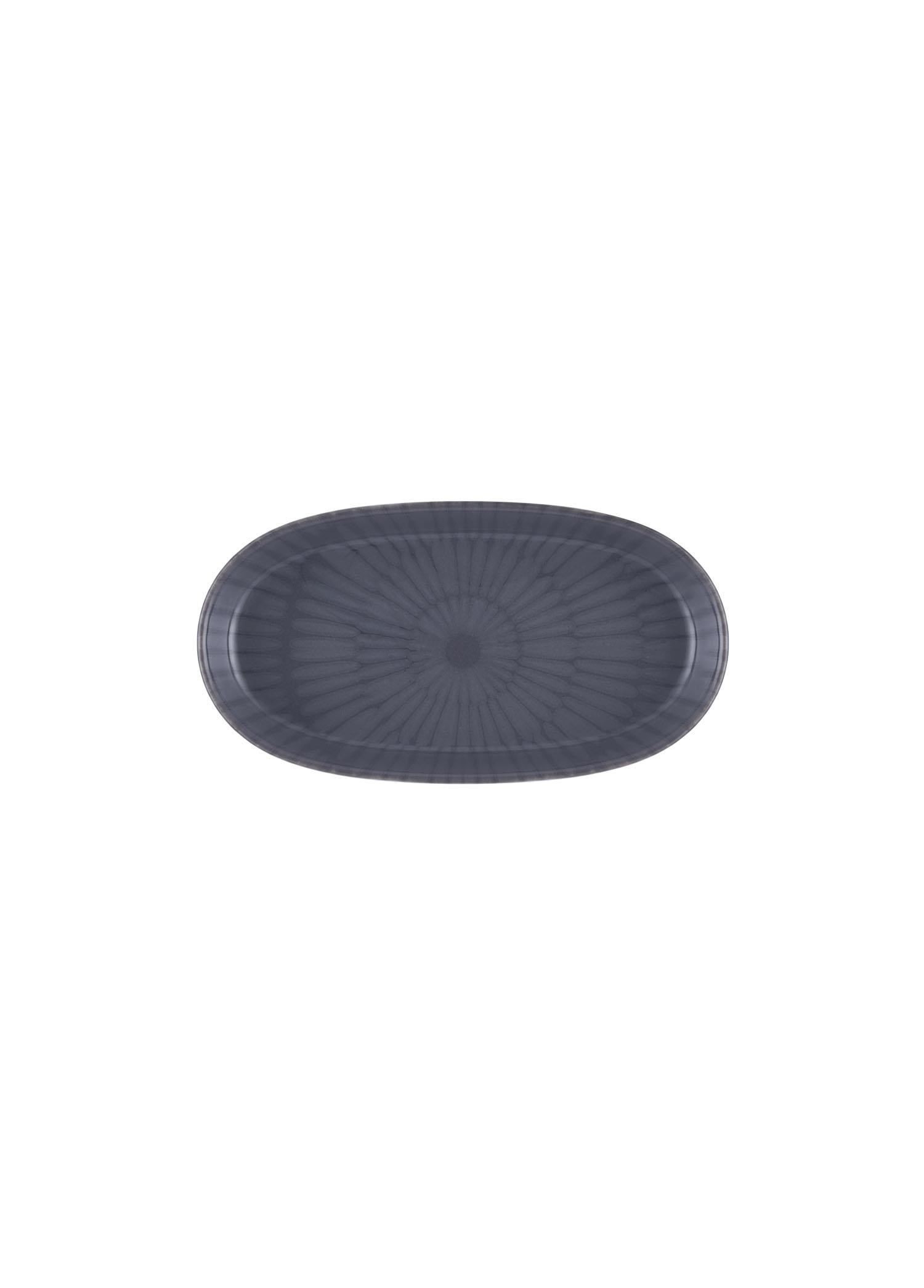 The Mia Noon Oval Servis Tabağı 2li Gri 17 cm