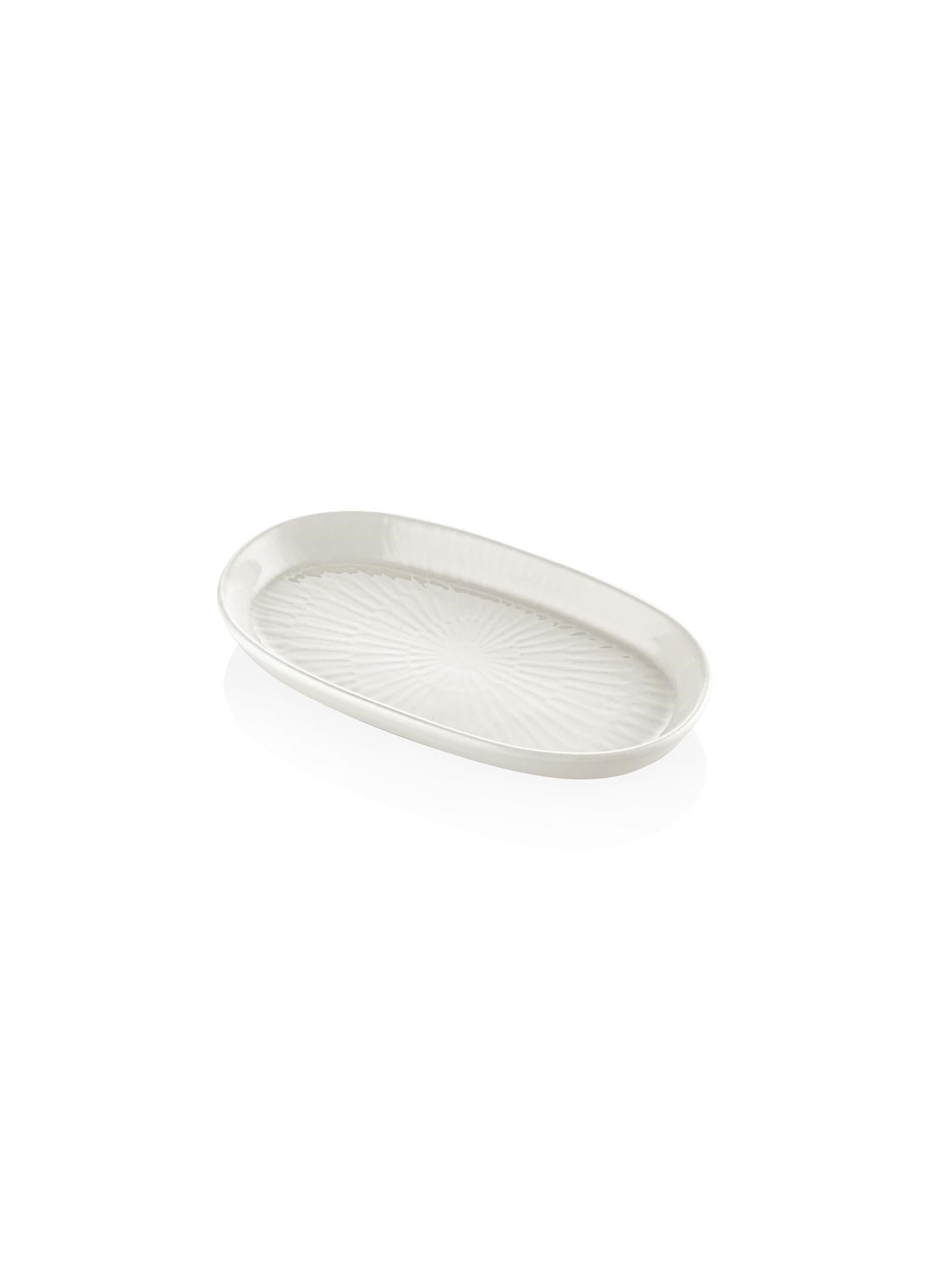 The Mia Noon Oval Servis Tabağı 2li Krem 17 cm