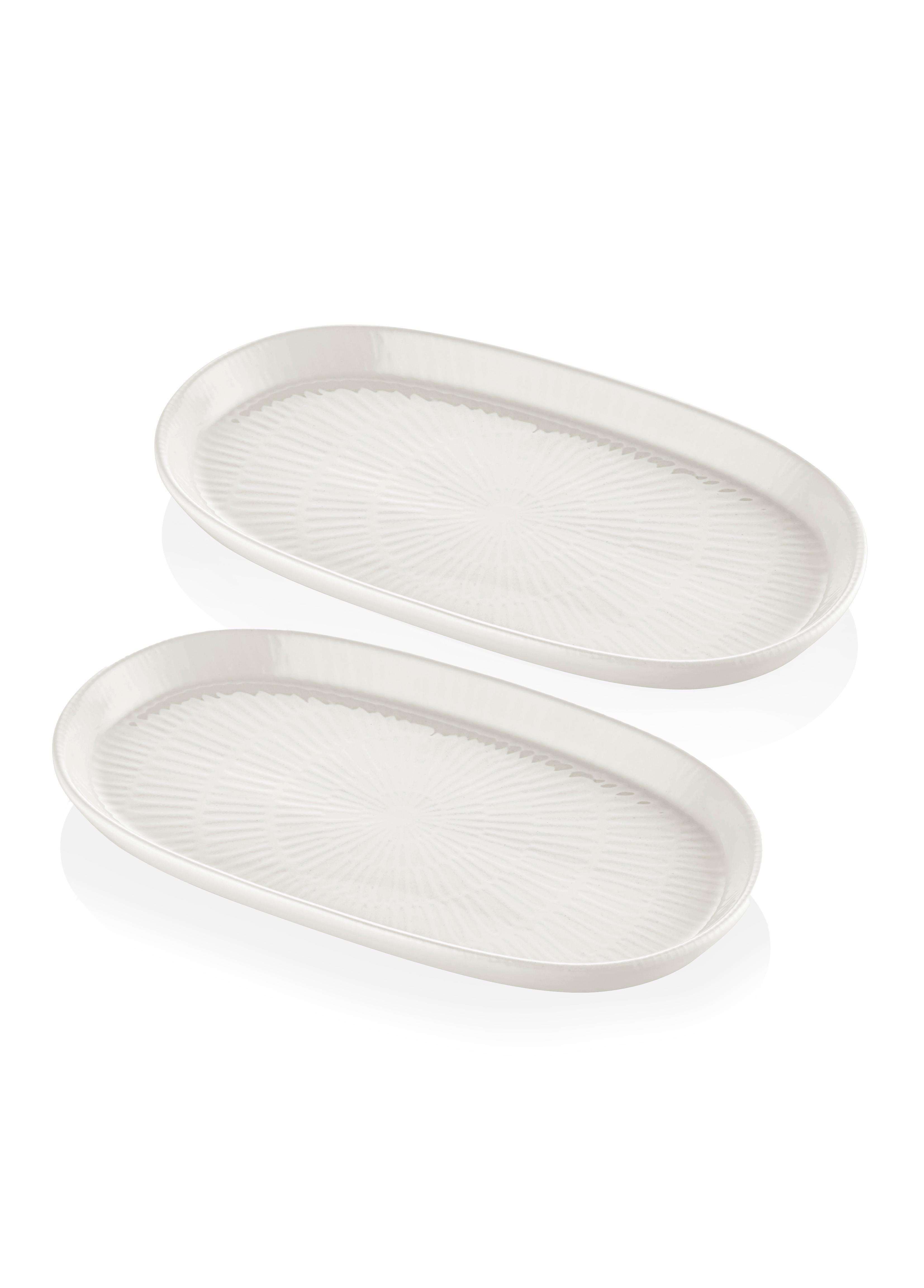 The Mia Noon Oval Servis Tabağı 2li Krem 29 cm