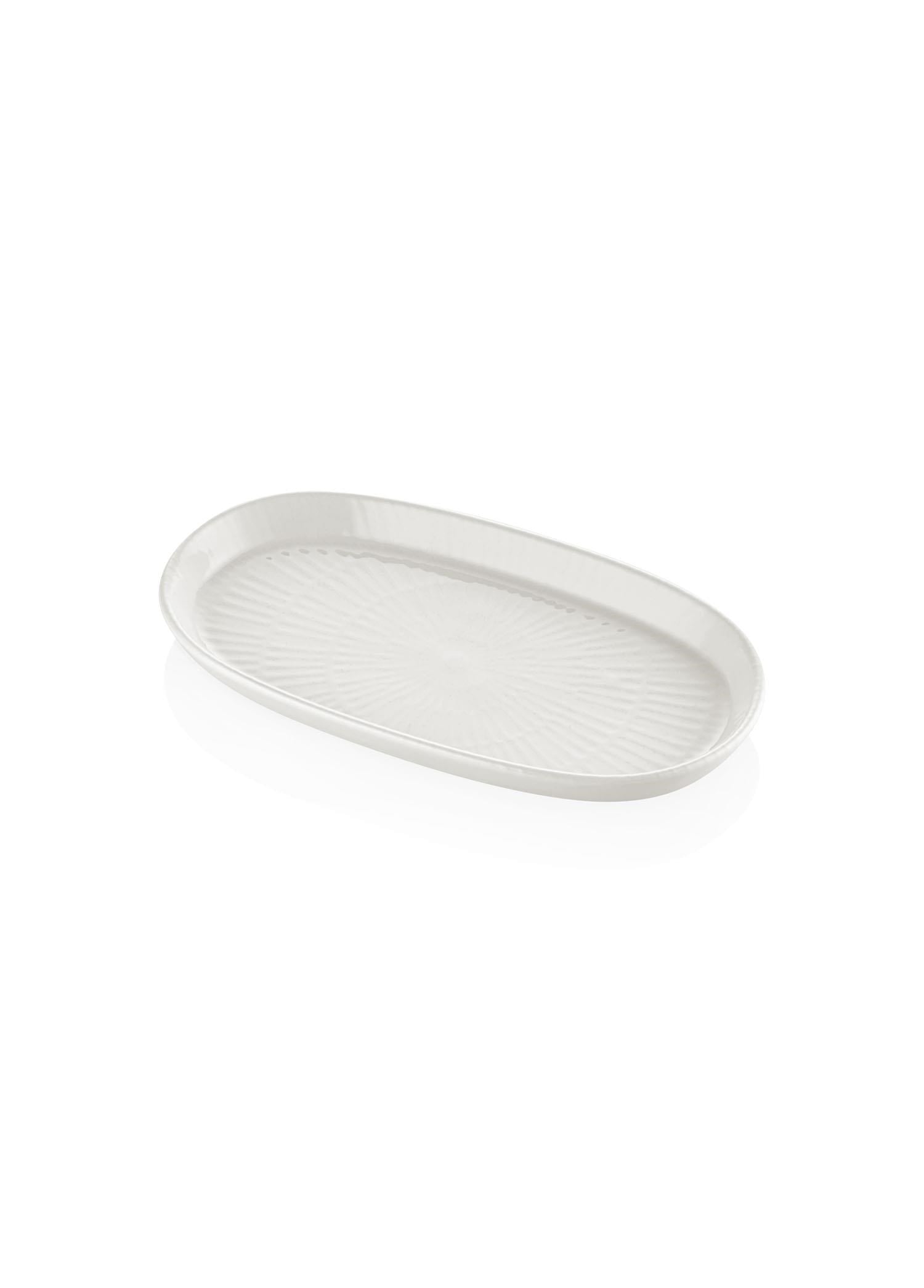 The Mia Noon Oval Servis Tabağı 2li Set Krem 26 cm