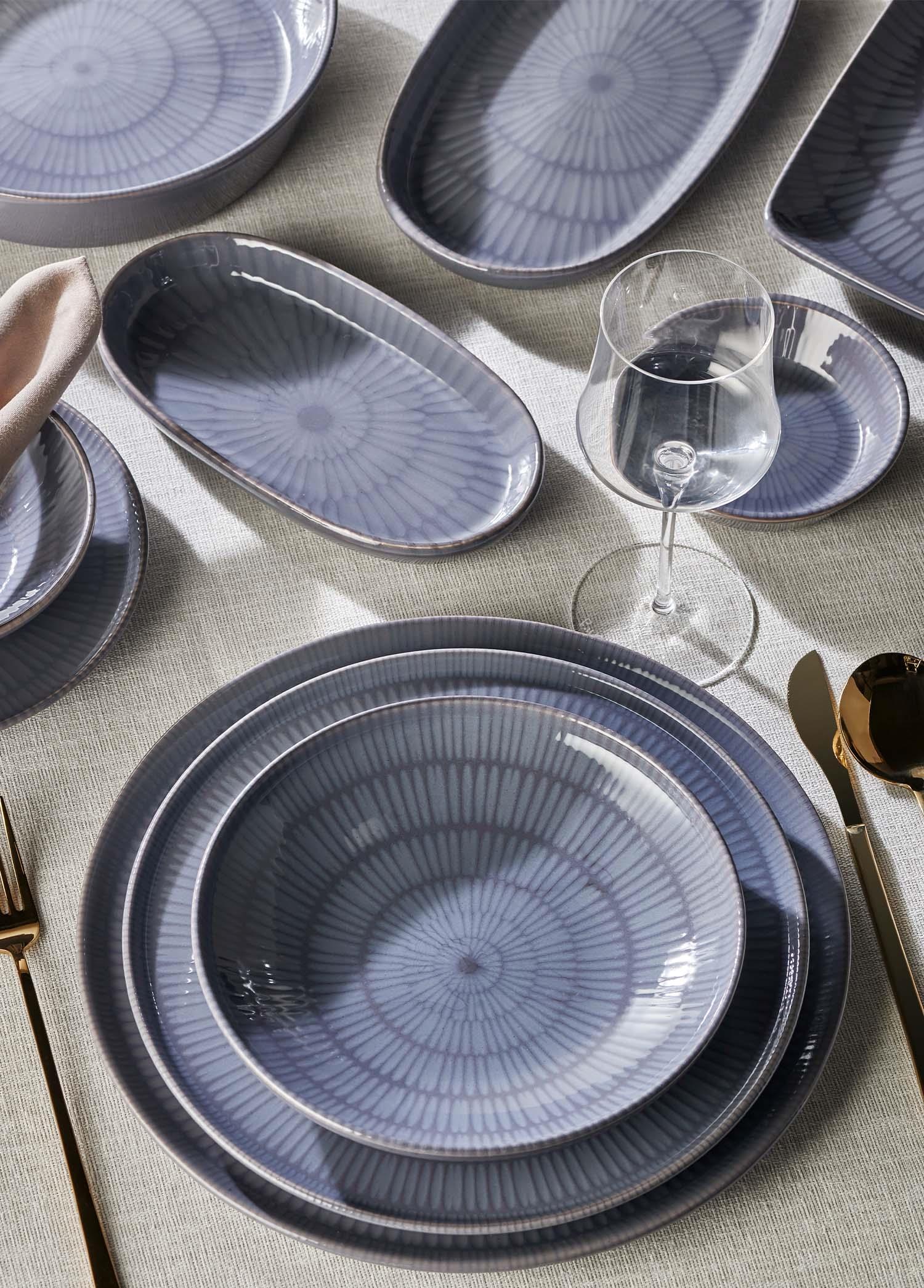 The Mia Noon Oval Servis 2li Gri 17 cm