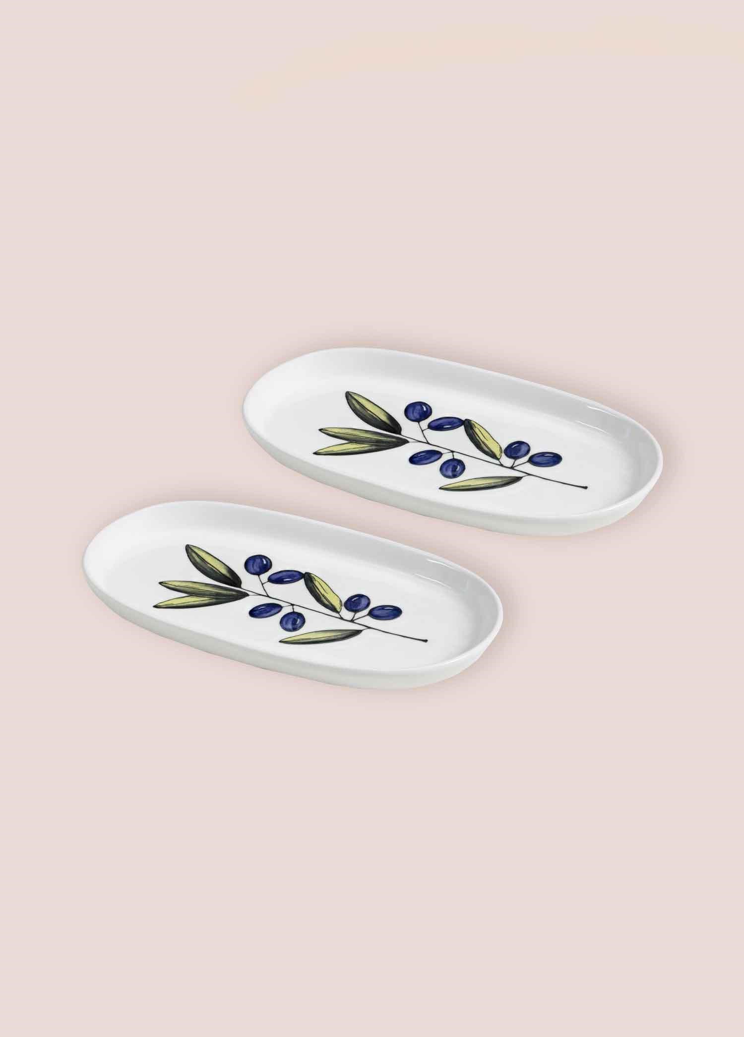 The Mia Olivos Oval Servis Tabağı 2li 23 cm