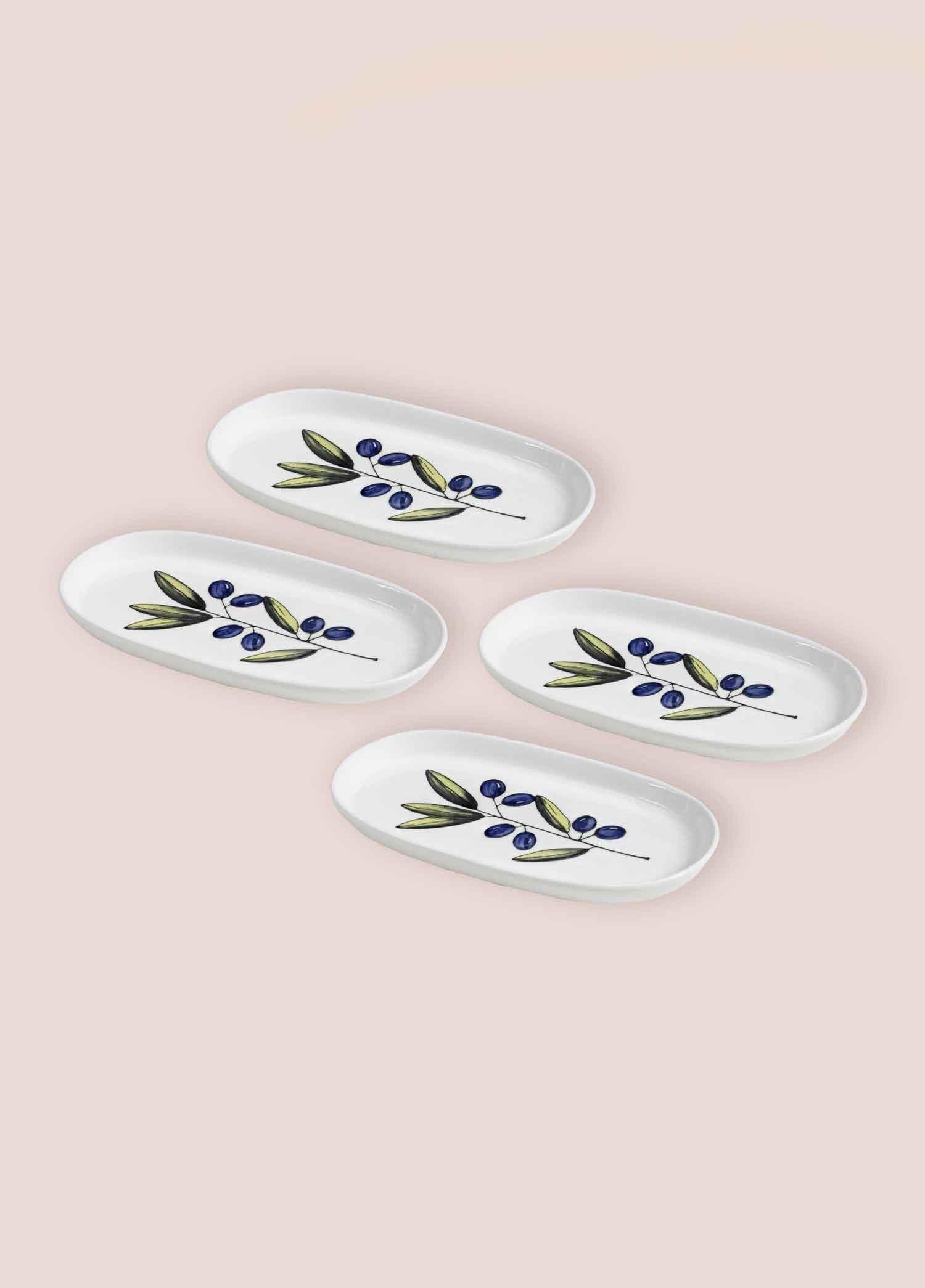 The Mia Olivos Oval Servis Tabağı 4lü 17 cm
