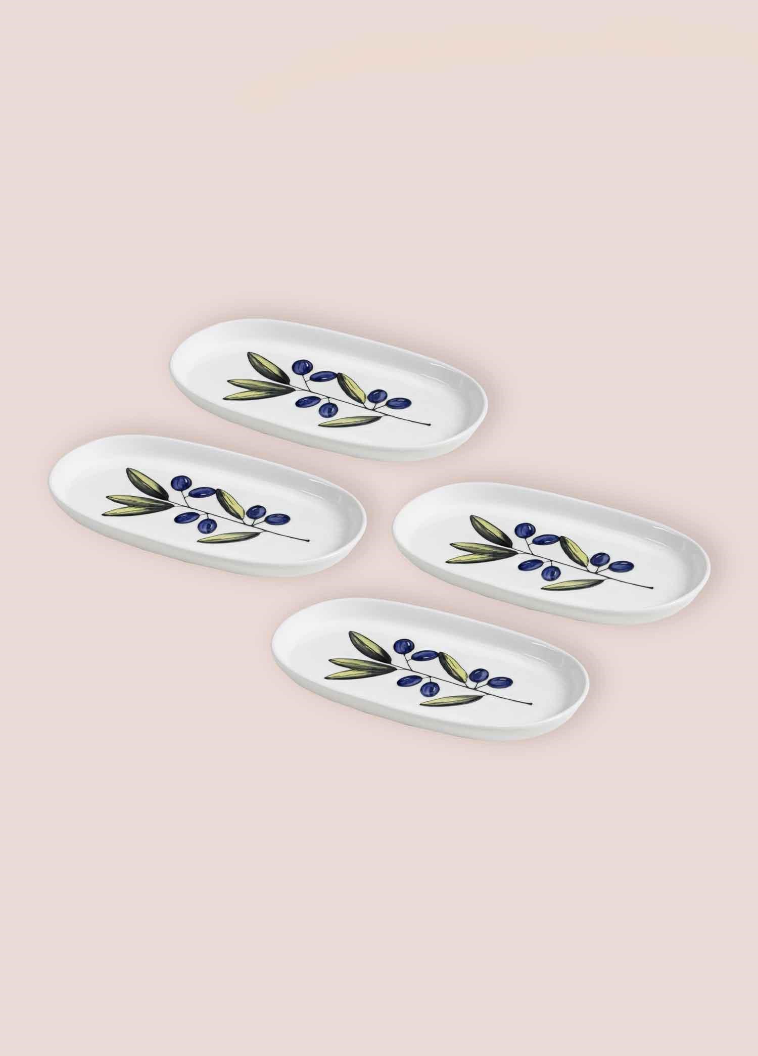 The Mia Olivos Oval Servis Tabağı 4lü 17 cm