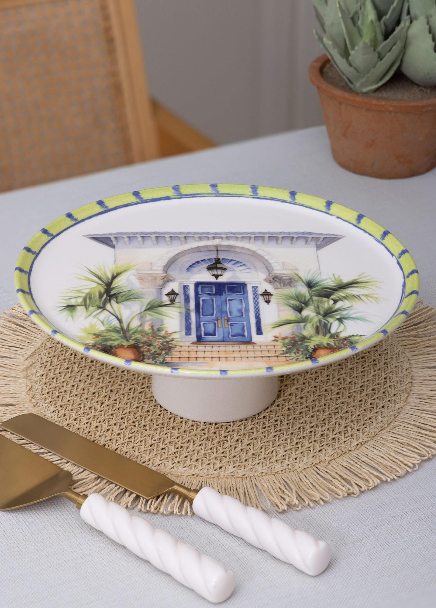 The Mia Palma Ayaklı Servis Tabağı 10x30 cm